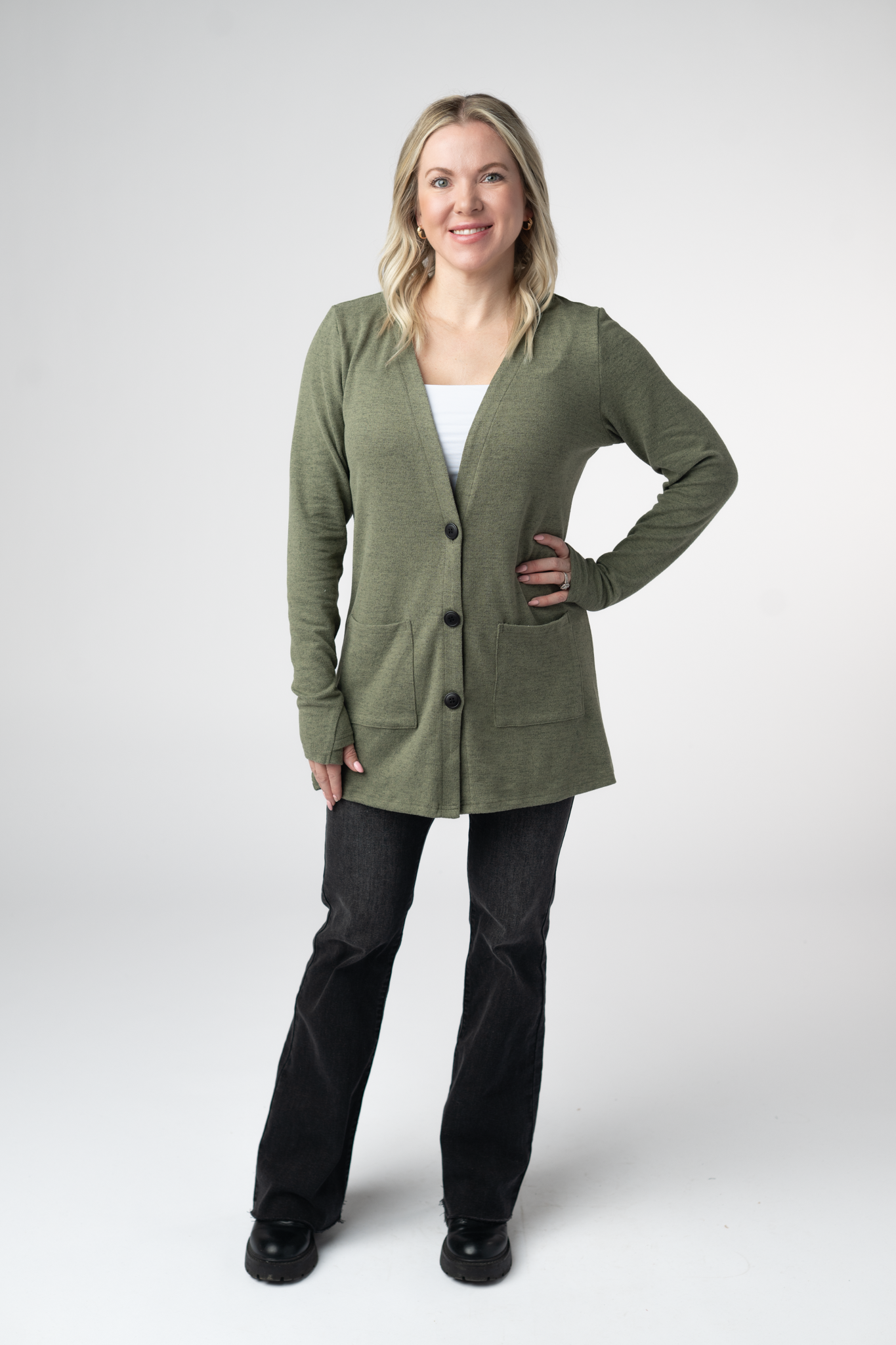 PREBOOK Cori Cardigan - Heathered Olive