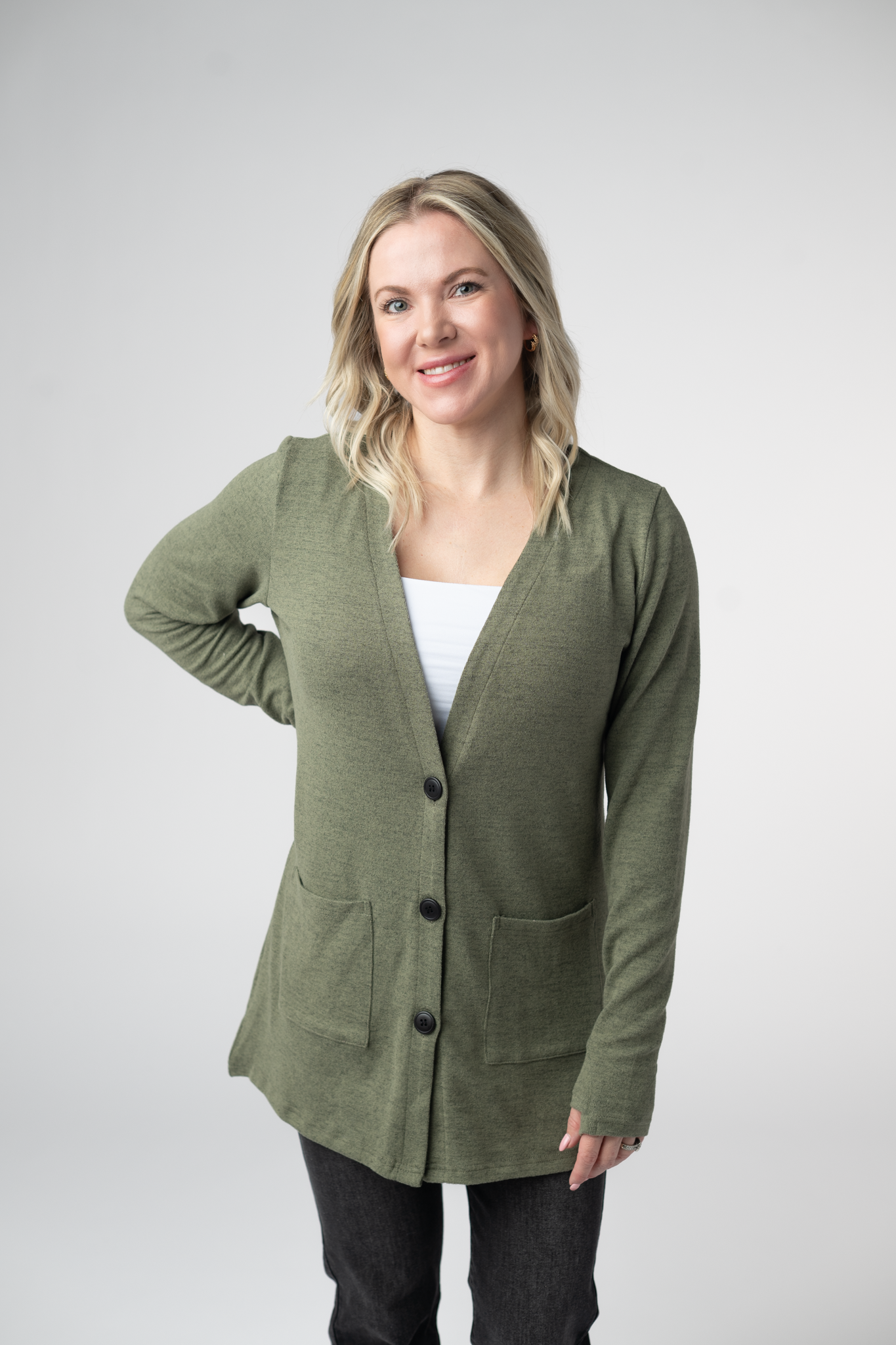 PREBOOK Cori Cardigan - Heathered Olive