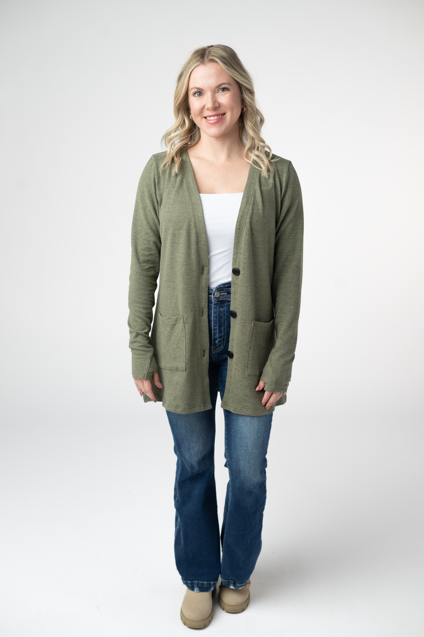 PREBOOK Cori Cardigan - Heathered Olive