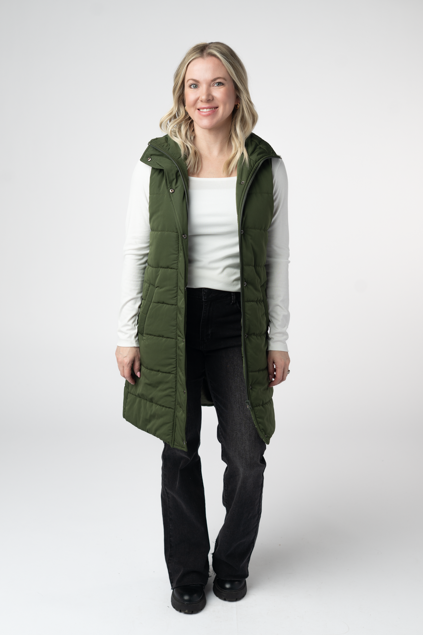 PREBOOK Harlow Long Vest - Dark Olive