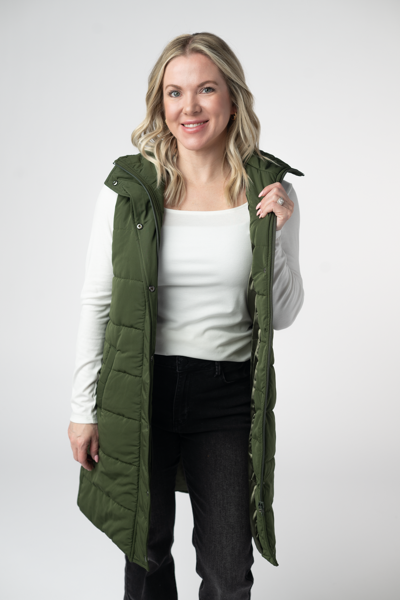 PREBOOK Harlow Long Vest - Dark Olive