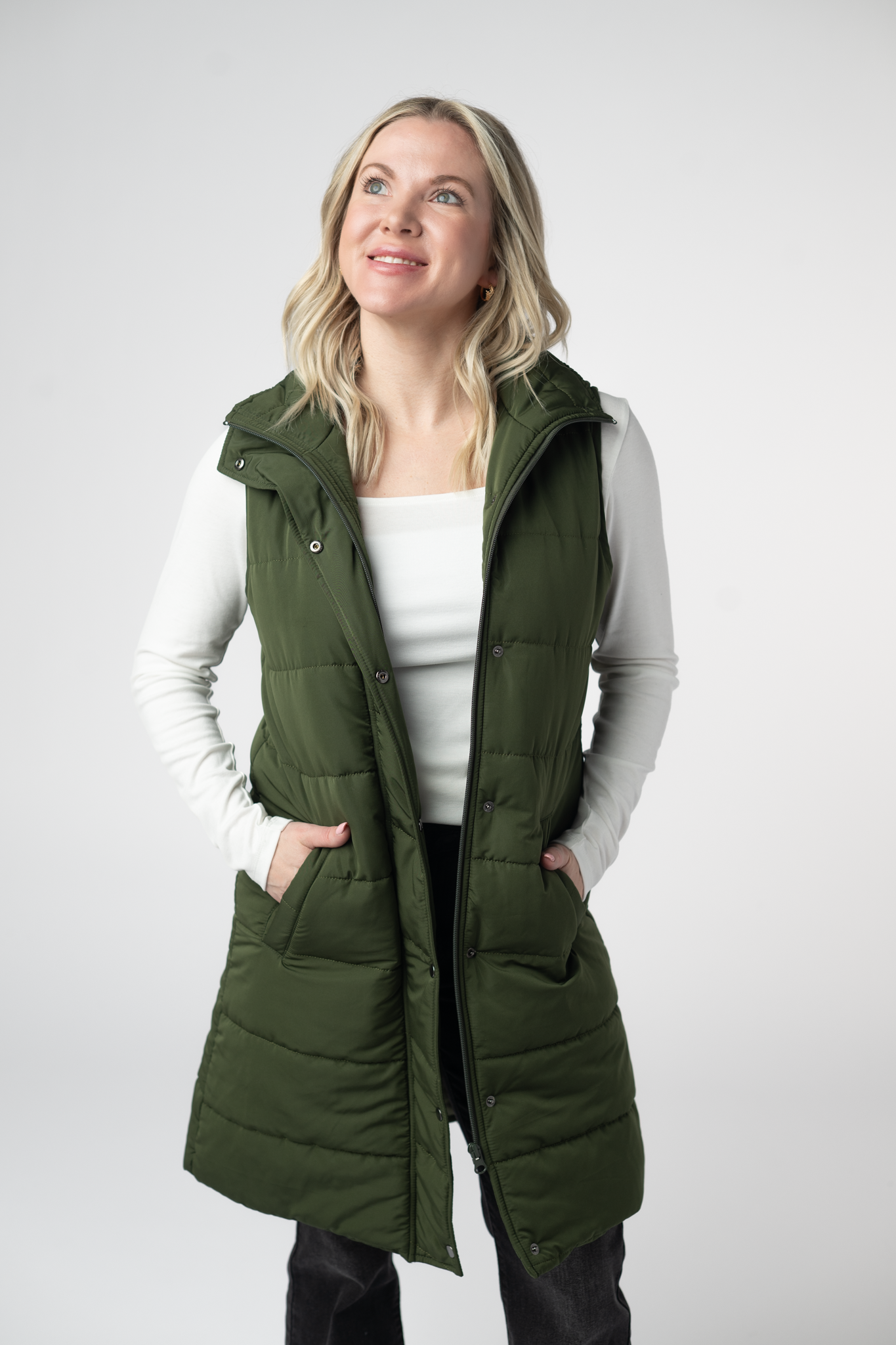PREBOOK Harlow Long Vest - Dark Olive