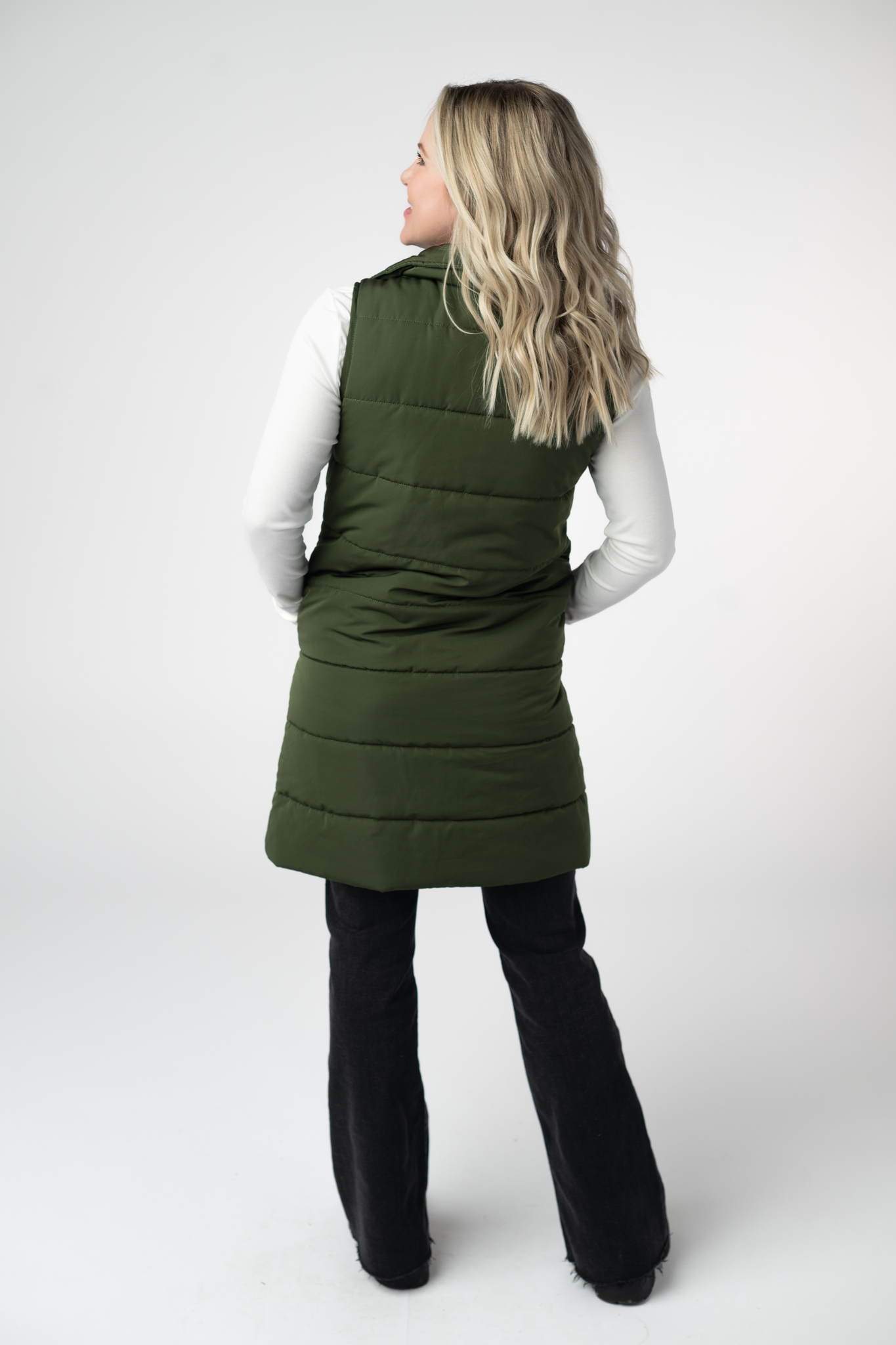 PREBOOK Harlow Long Vest - Dark Olive