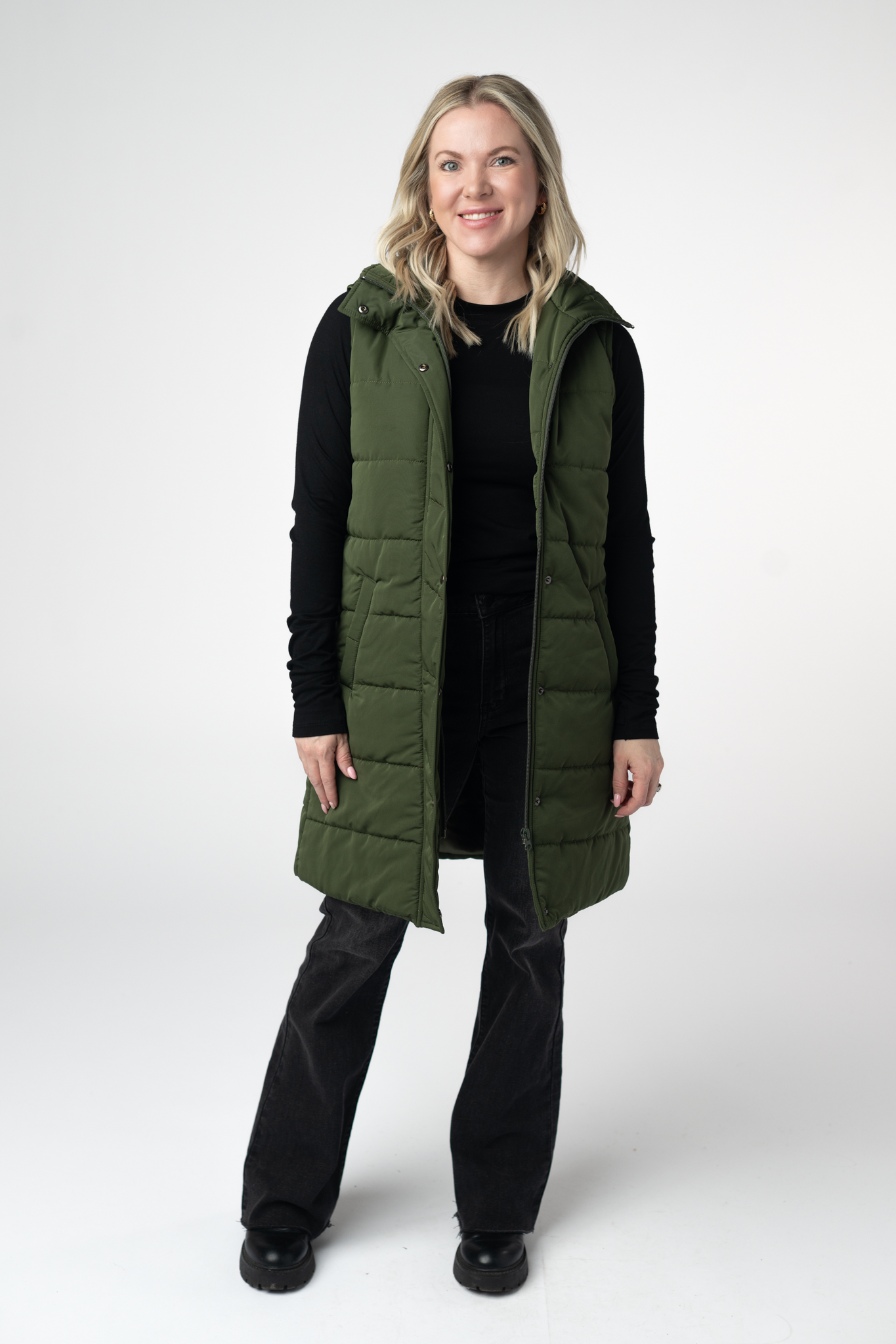 PREBOOK Harlow Long Vest - Dark Olive