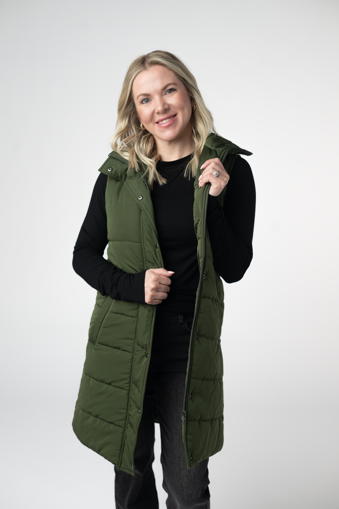 PREBOOK Harlow Long Vest - Dark Olive