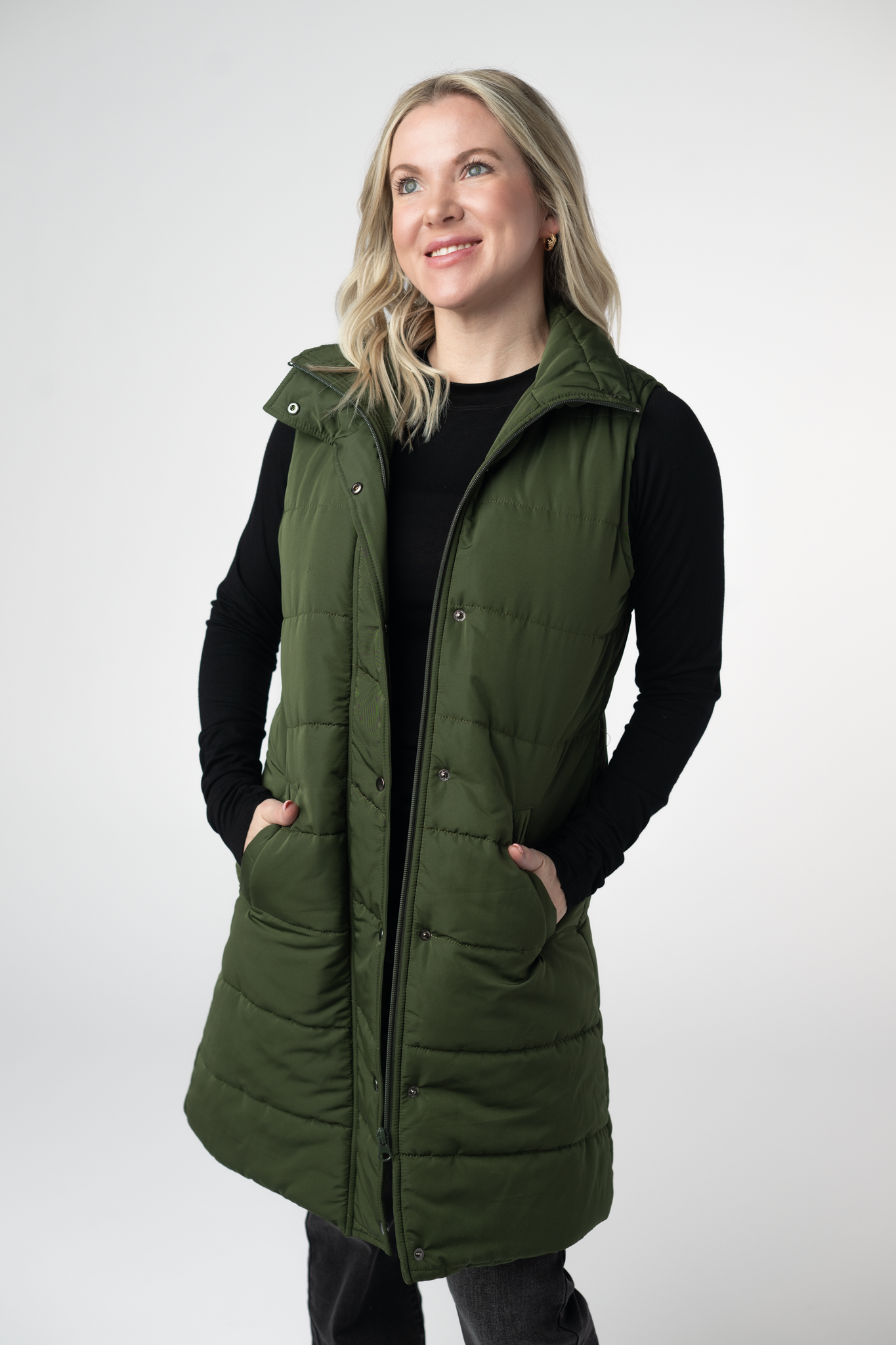 PREBOOK Harlow Long Vest - Dark Olive
