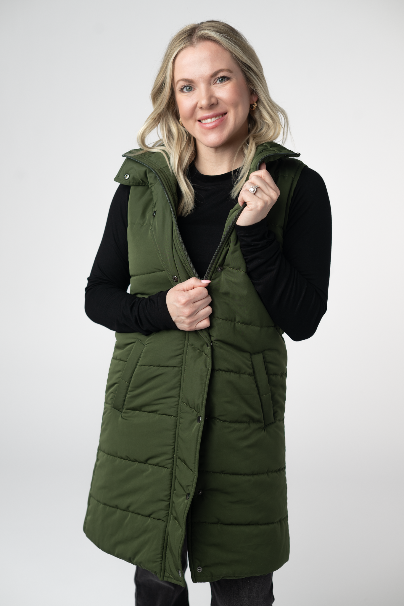 PREBOOK Harlow Long Vest - Dark Olive
