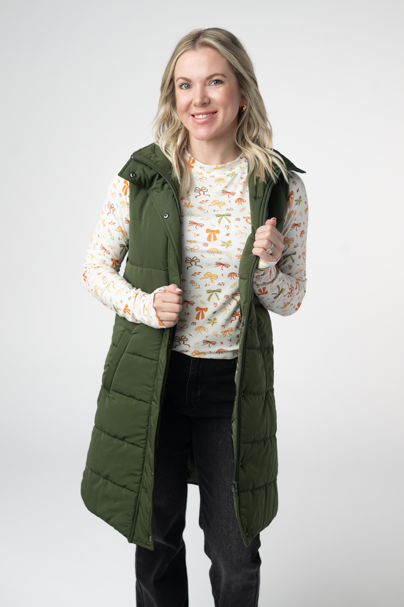 PREBOOK Harlow Long Vest - Dark Olive