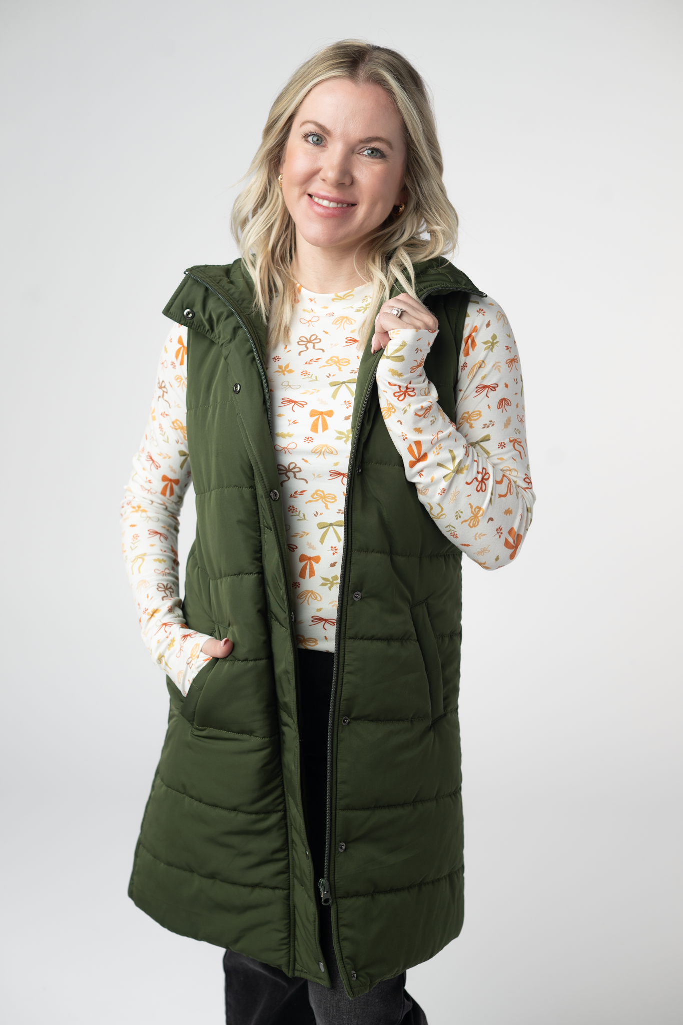 PREBOOK Harlow Long Vest - Dark Olive