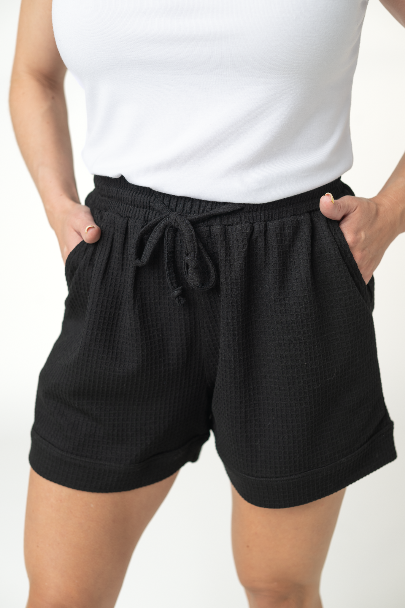 Weslie Waffle Shorts - Black