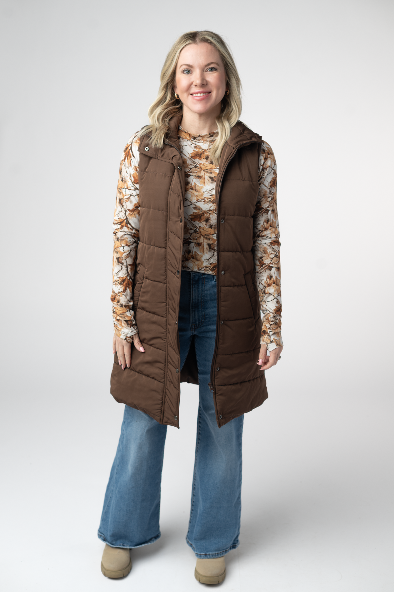 PREBOOK Harlow Long Vest - Brown