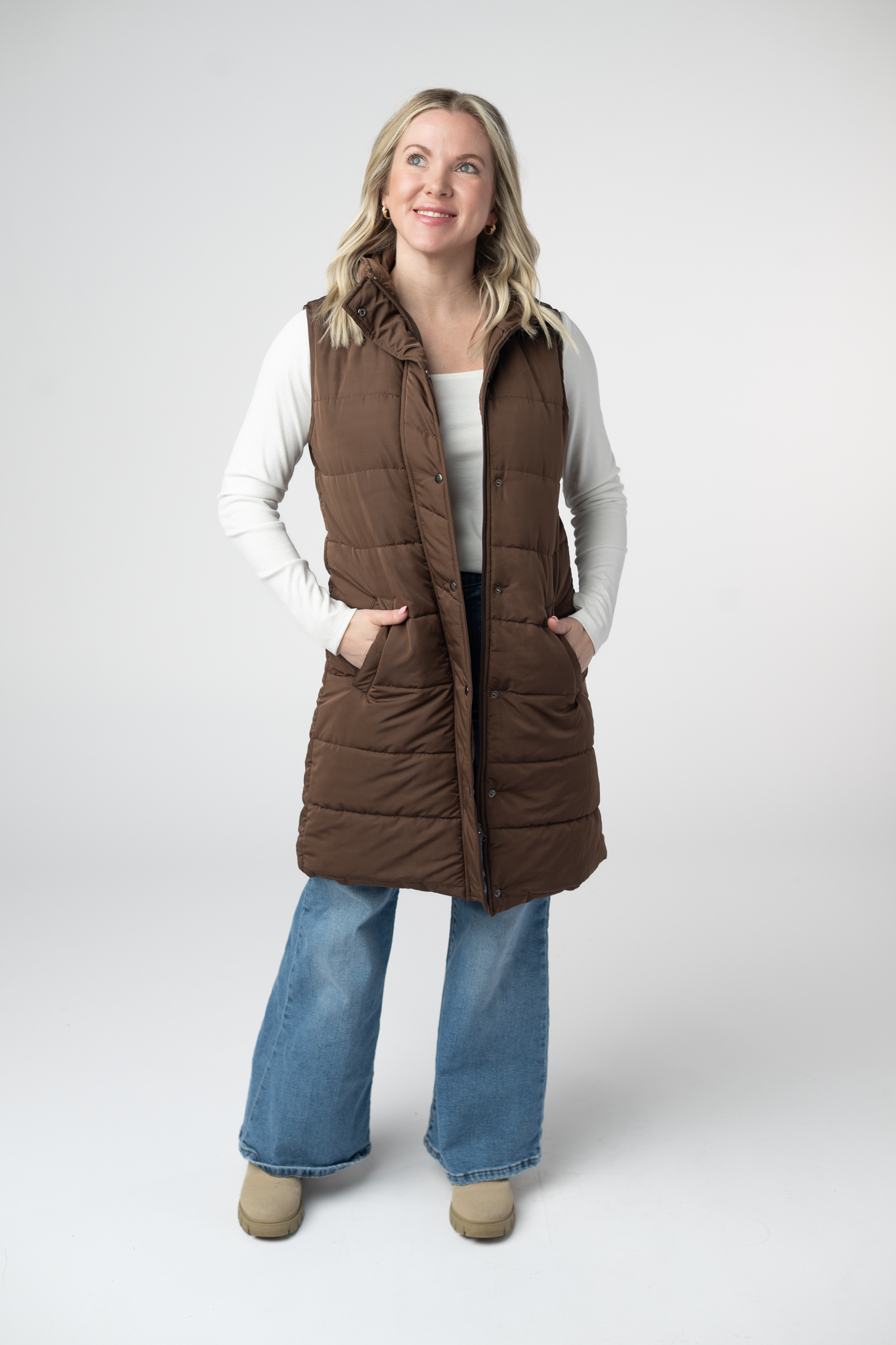 PREBOOK Harlow Long Vest - Brown