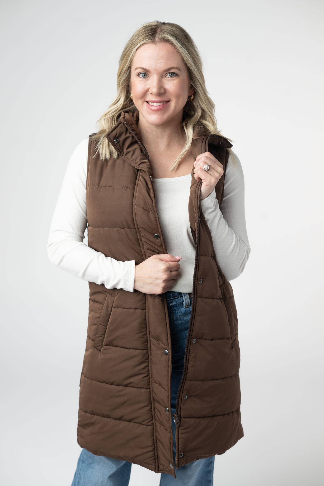 PREBOOK Harlow Long Vest - Brown