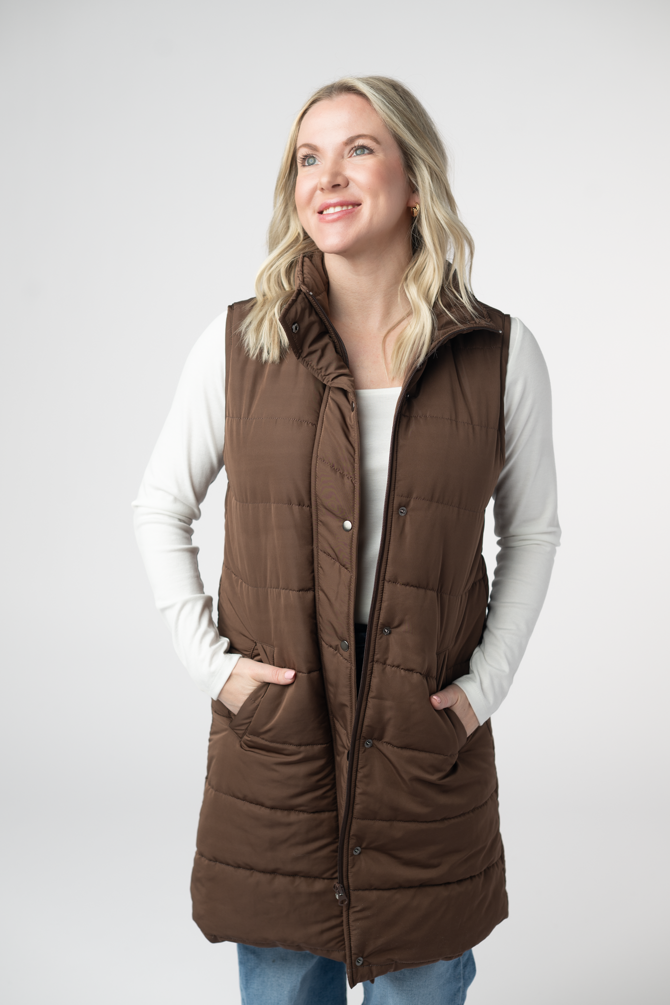 PREBOOK Harlow Long Vest - Brown