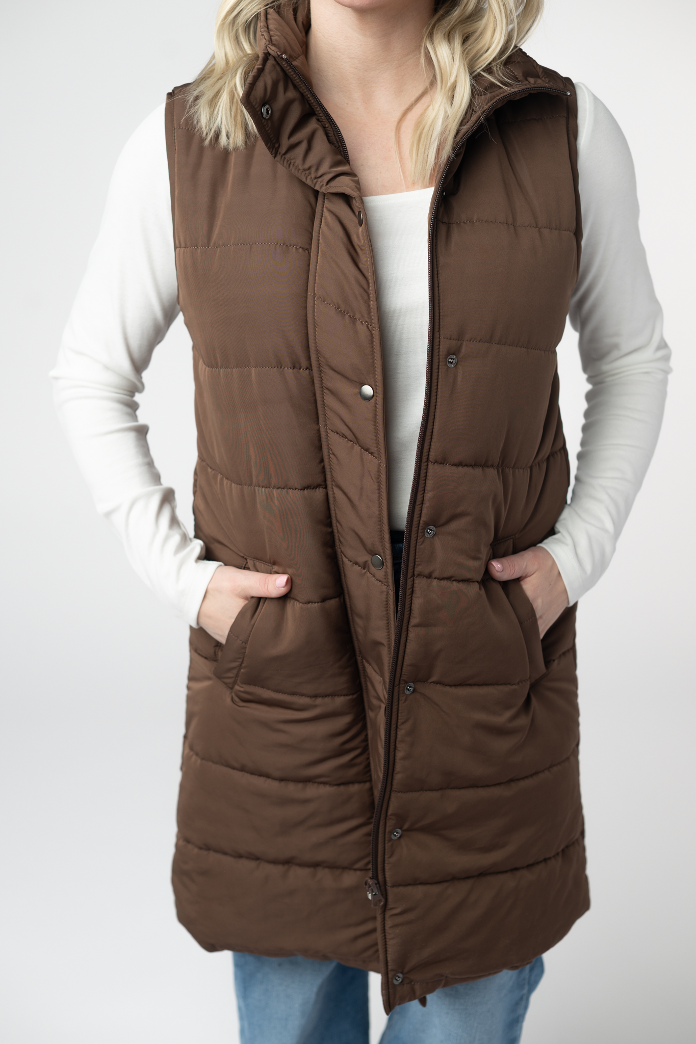 PREBOOK Harlow Long Vest - Brown