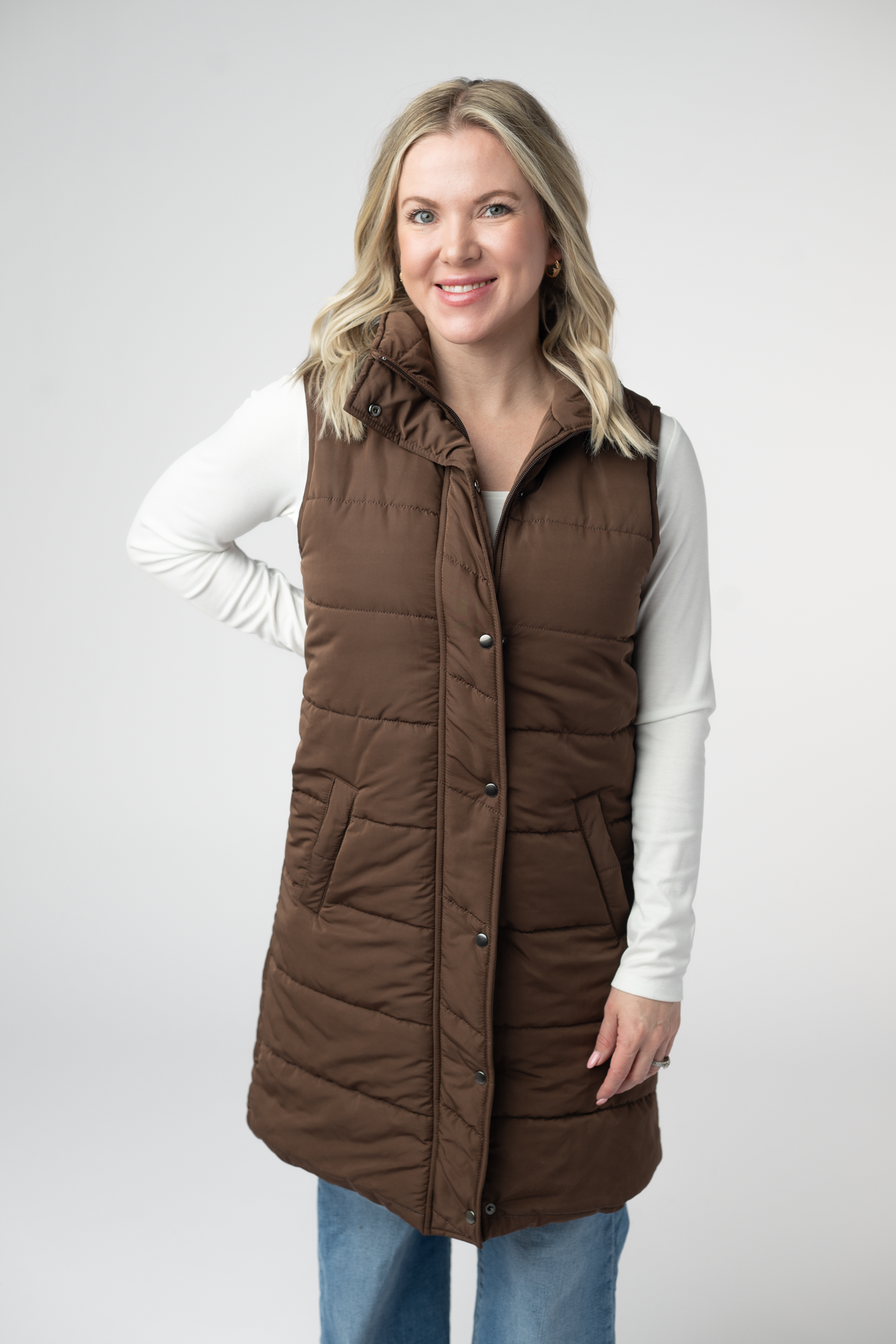PREBOOK Harlow Long Vest - Brown