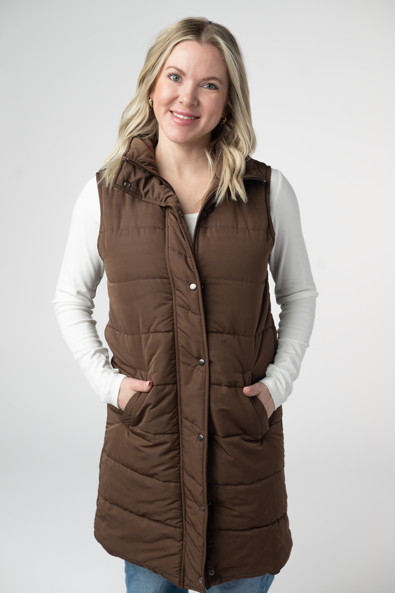 PREBOOK Harlow Long Vest - Brown