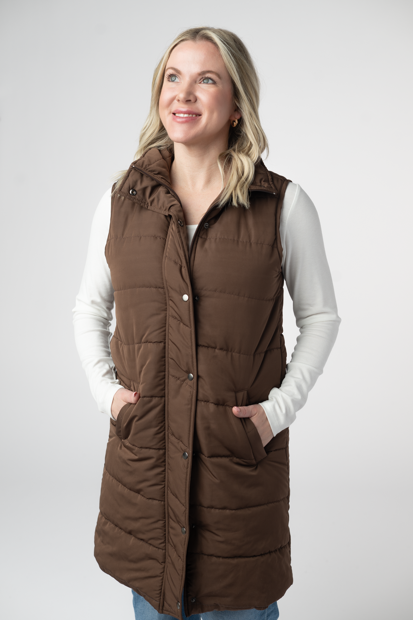 PREBOOK Harlow Long Vest - Brown