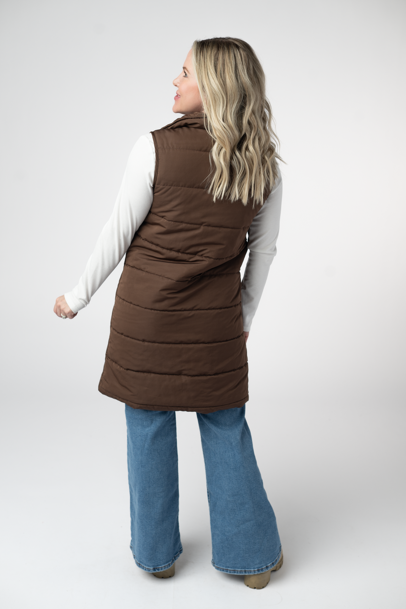 PREBOOK Harlow Long Vest - Brown