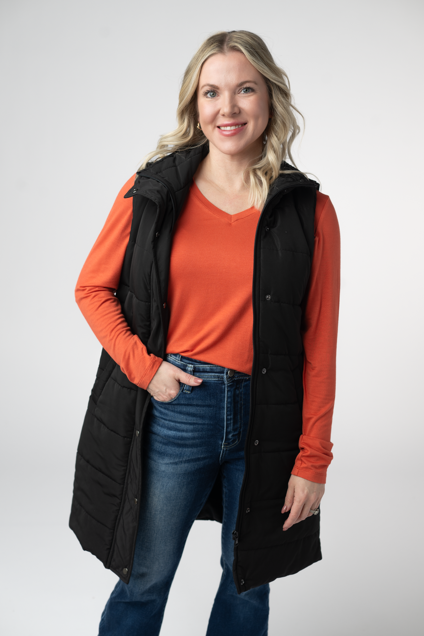PREBOOK Harlow Long Vest - Black