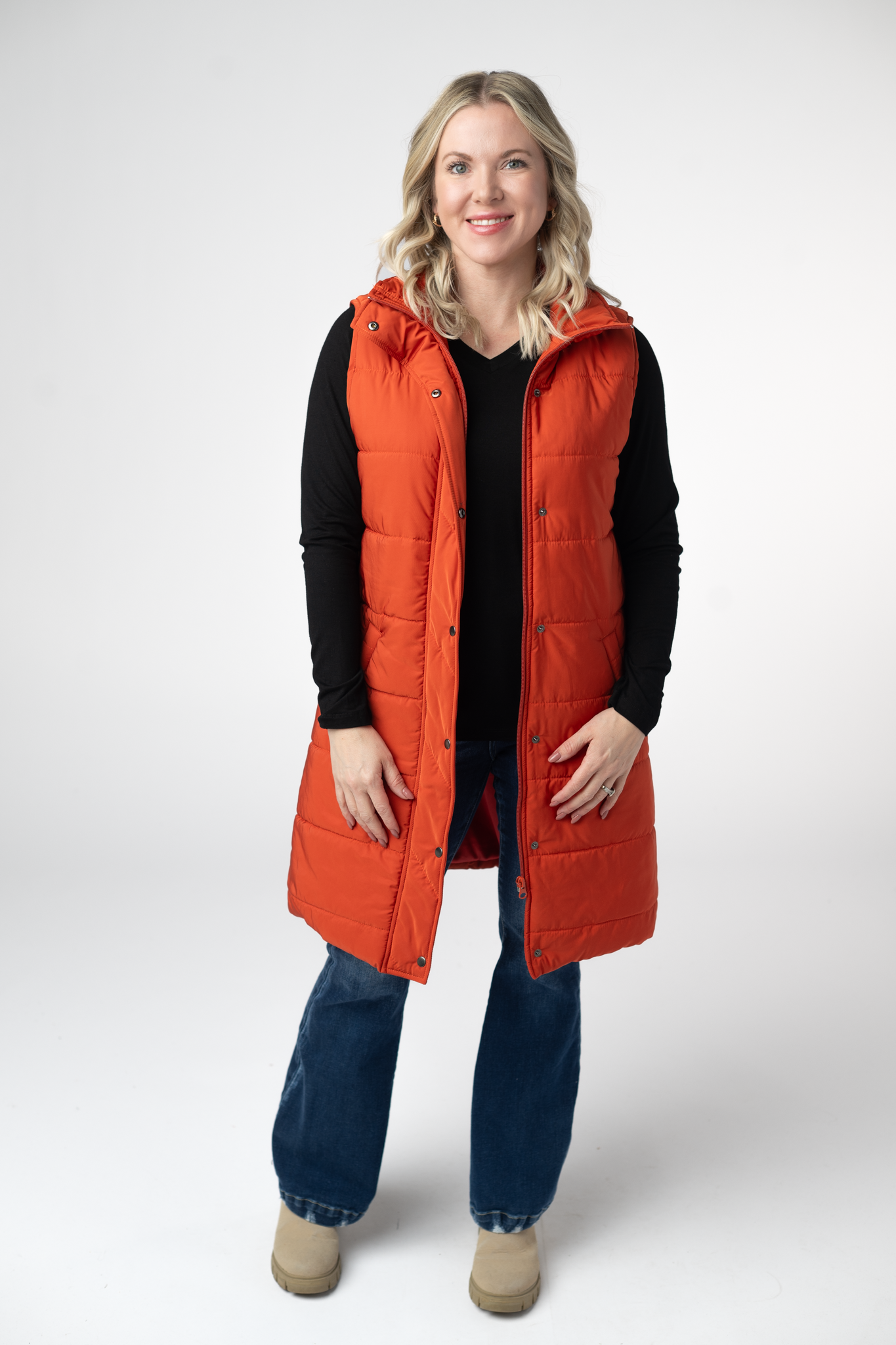 PREBOOK Harlow Long Vest - Pumpkin