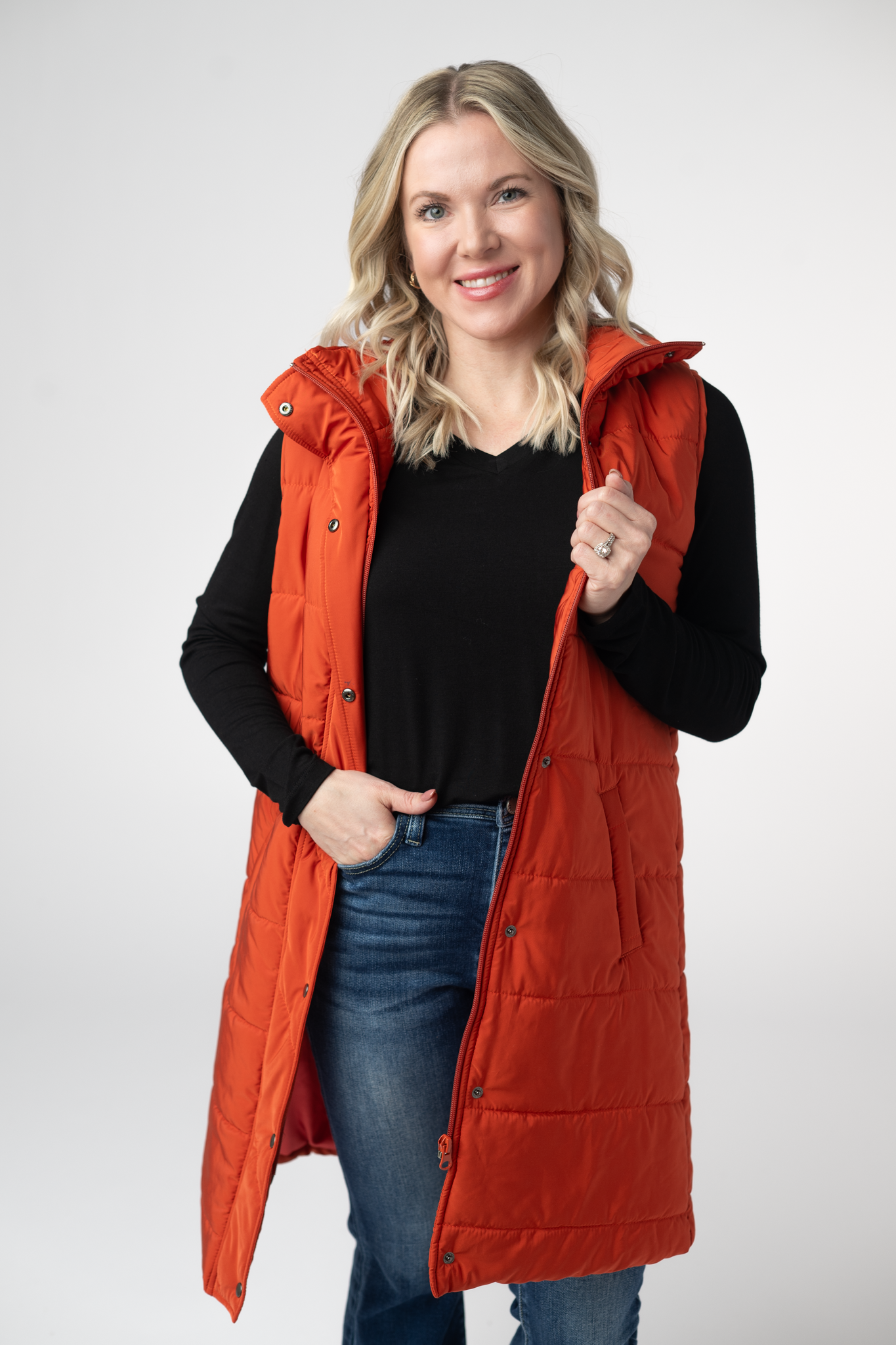 PREBOOK Harlow Long Vest - Pumpkin
