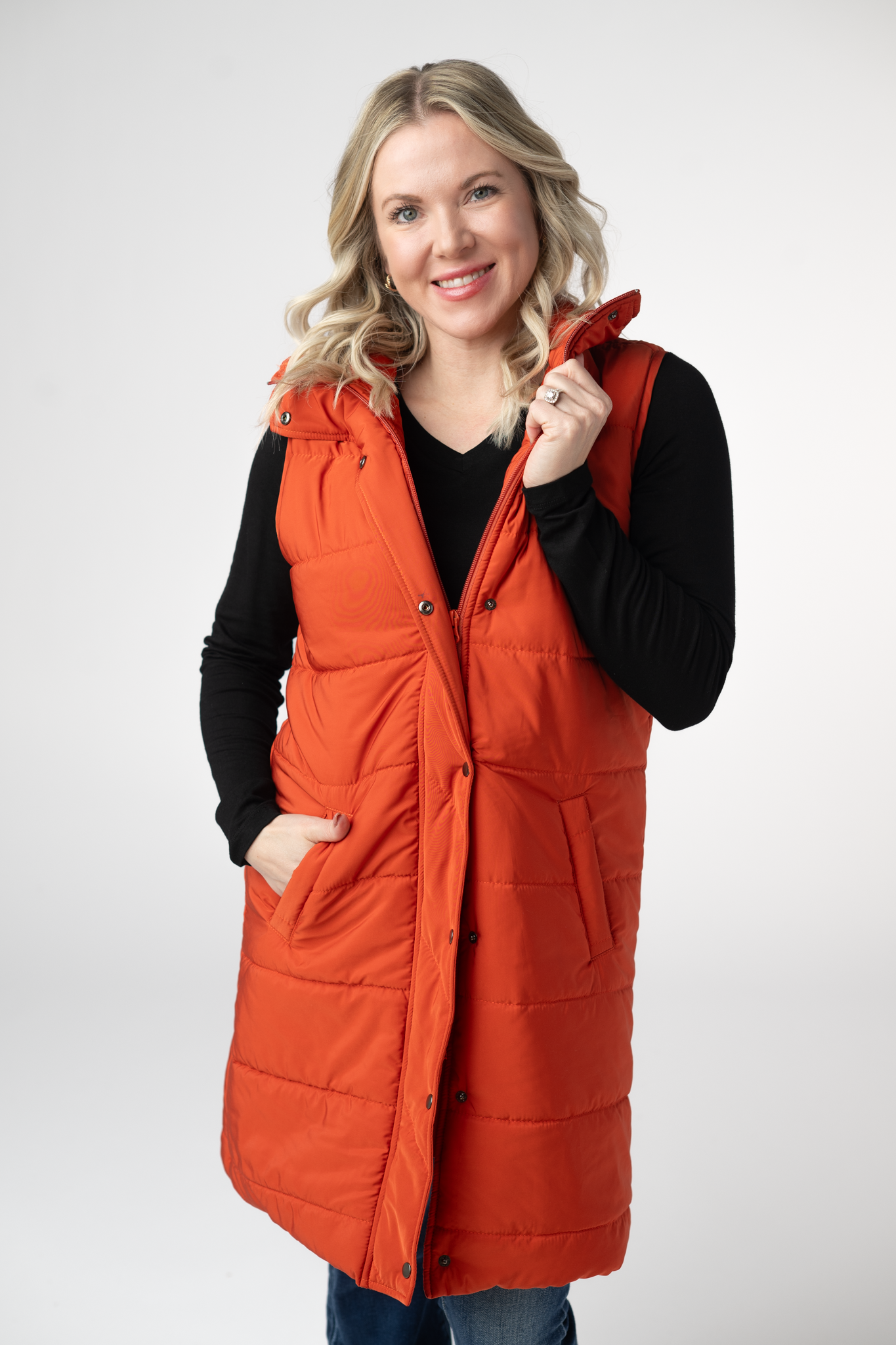 PREBOOK Harlow Long Vest - Pumpkin