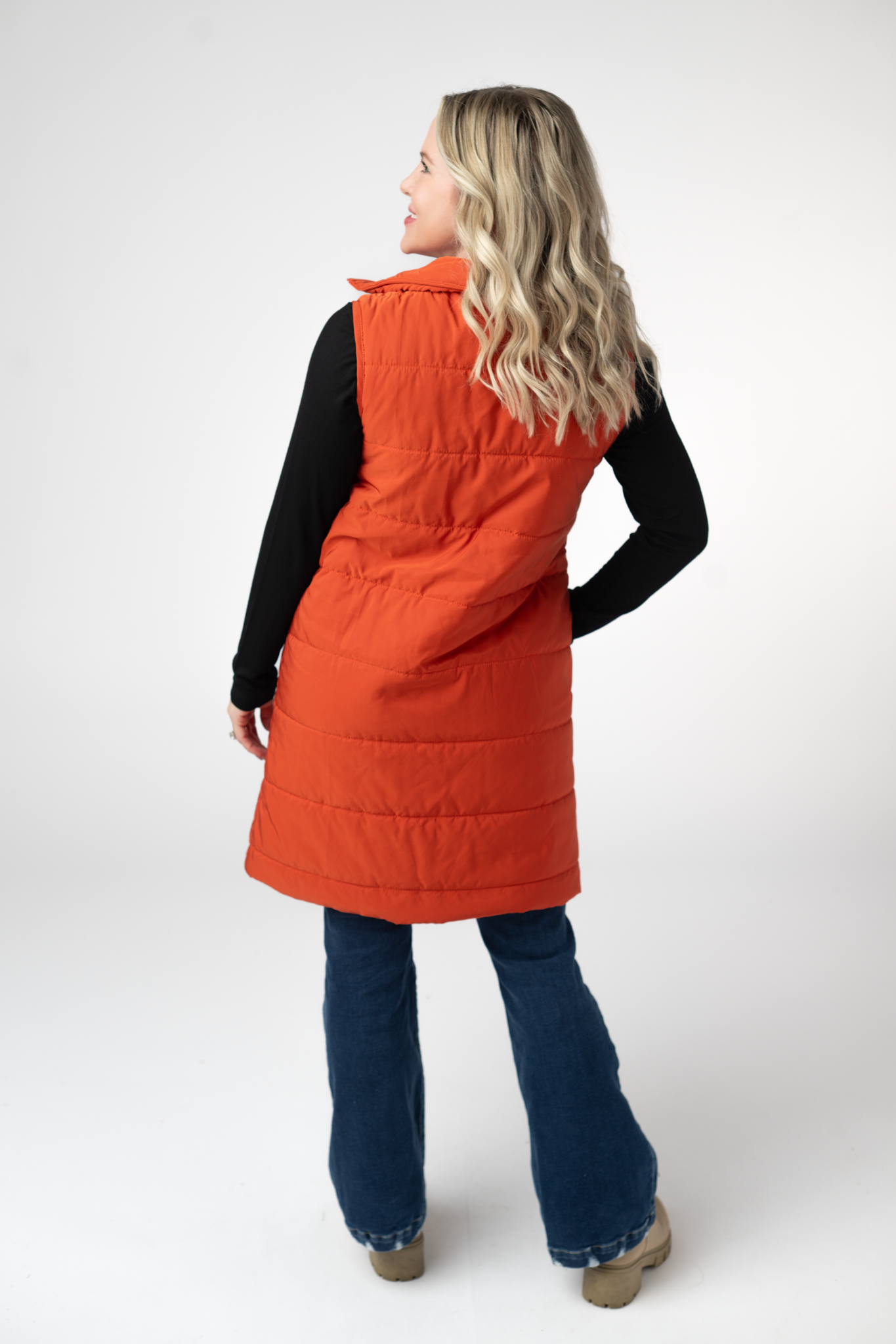 PREBOOK Harlow Long Vest - Pumpkin