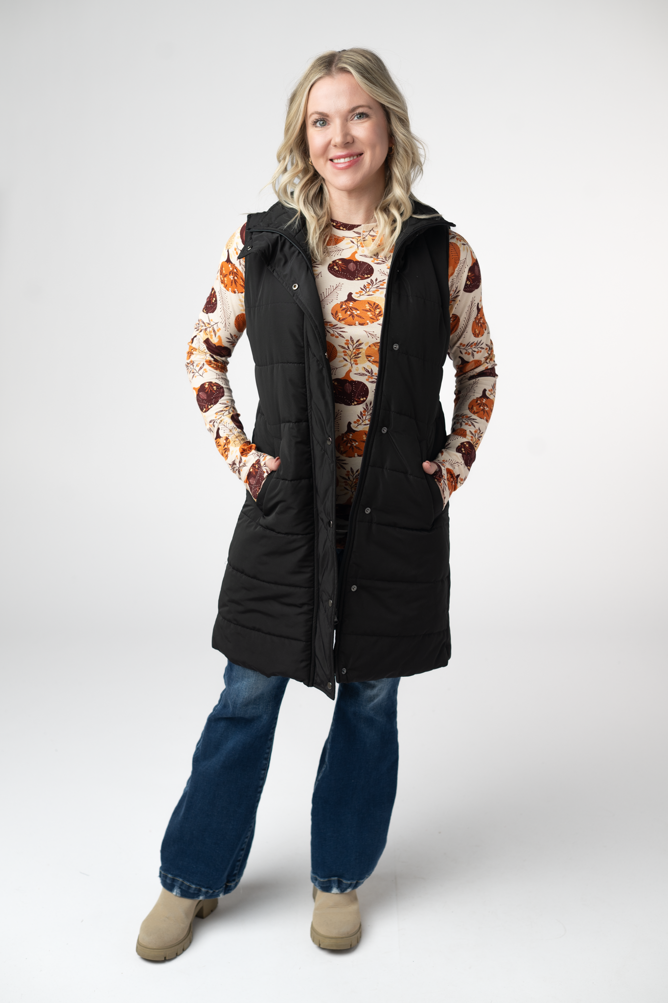 PREBOOK Harlow Long Vest - Black