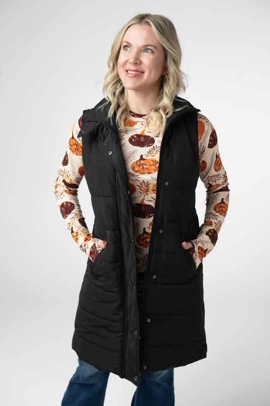PREBOOK Harlow Long Vest - Black