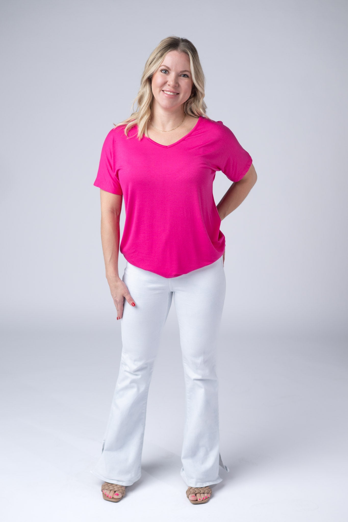 CHLOE COZY TEE - HOT PINK