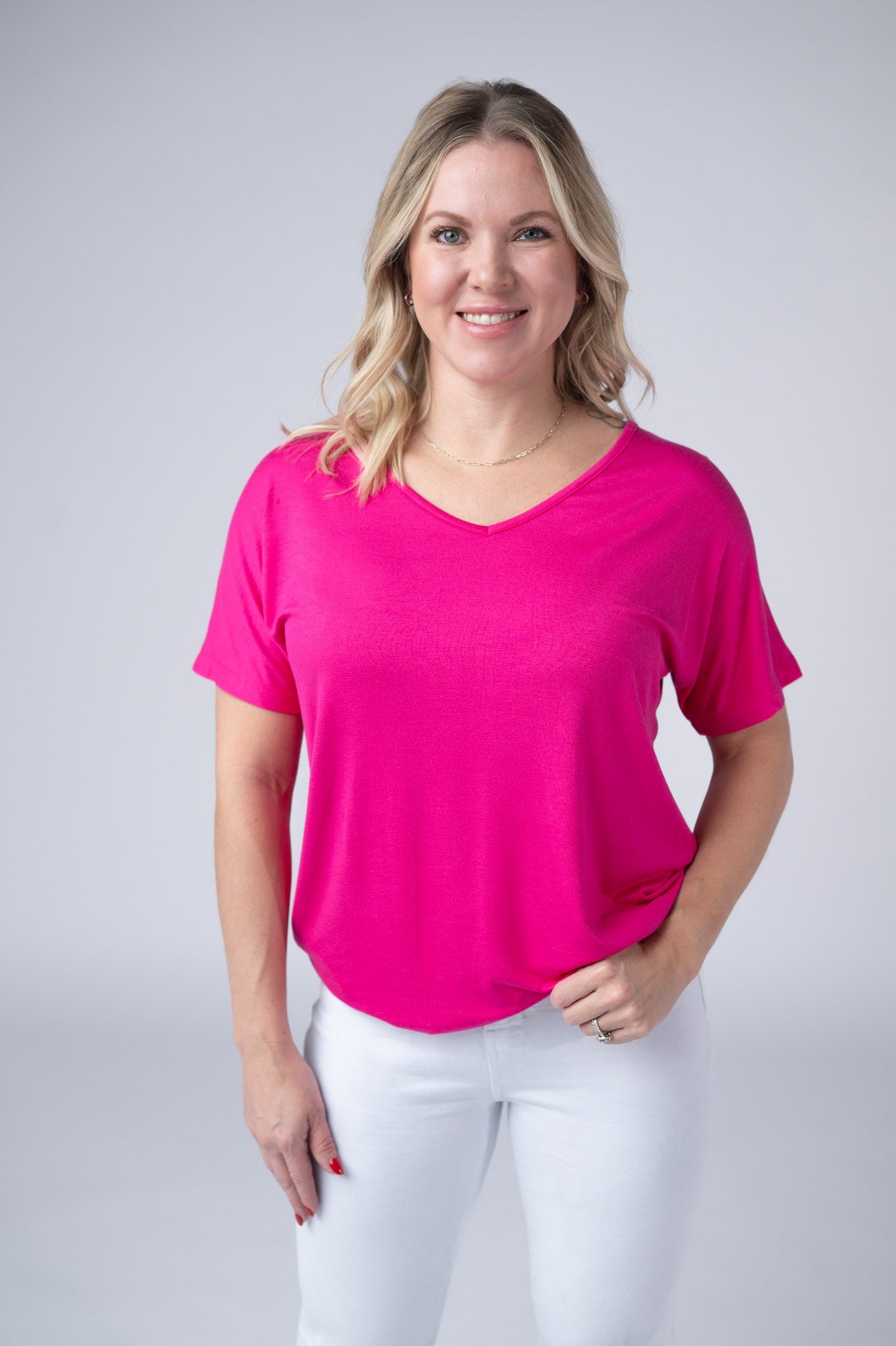 CHLOE COZY TEE - HOT PINK