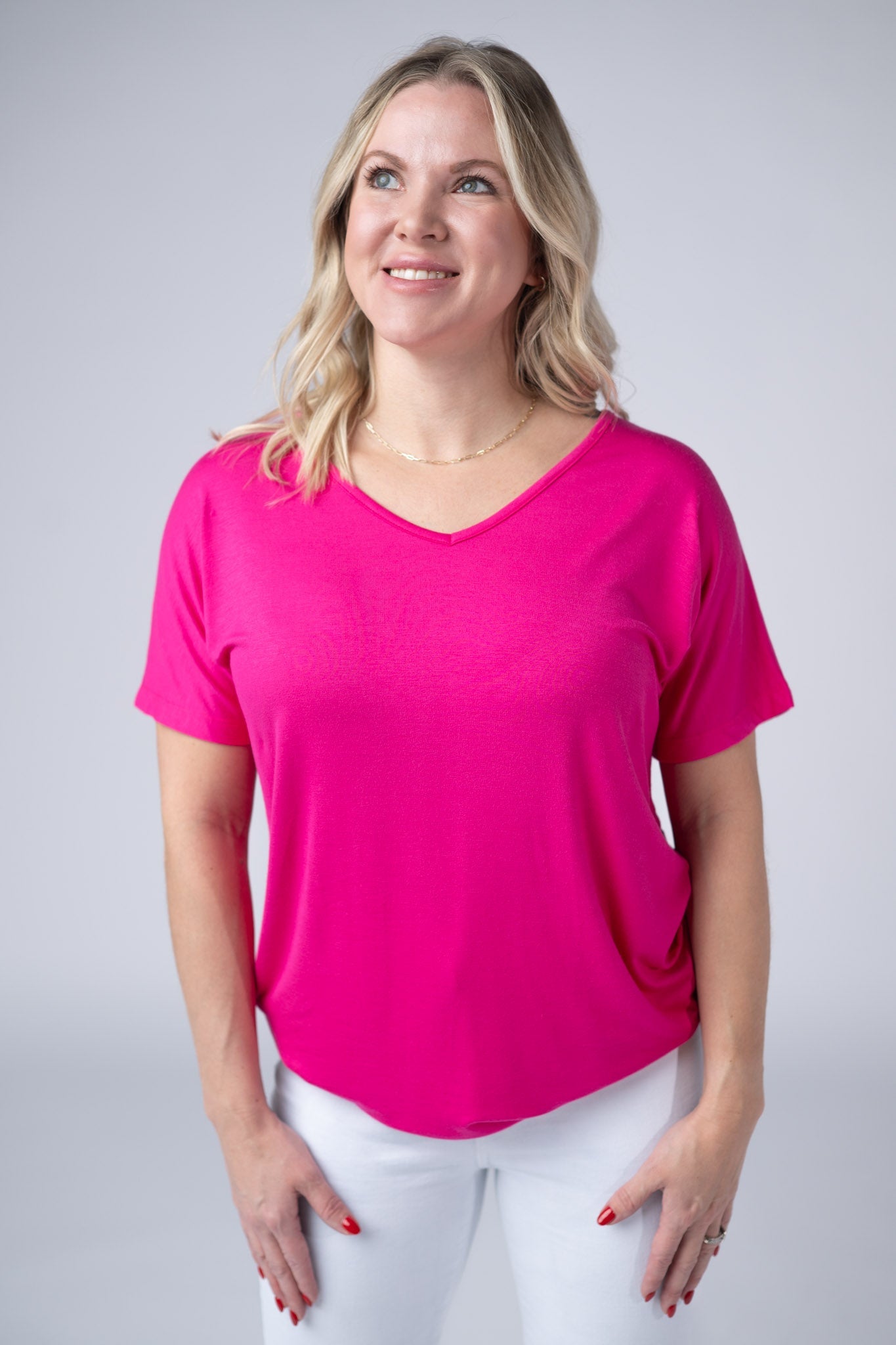 CHLOE COZY TEE - HOT PINK