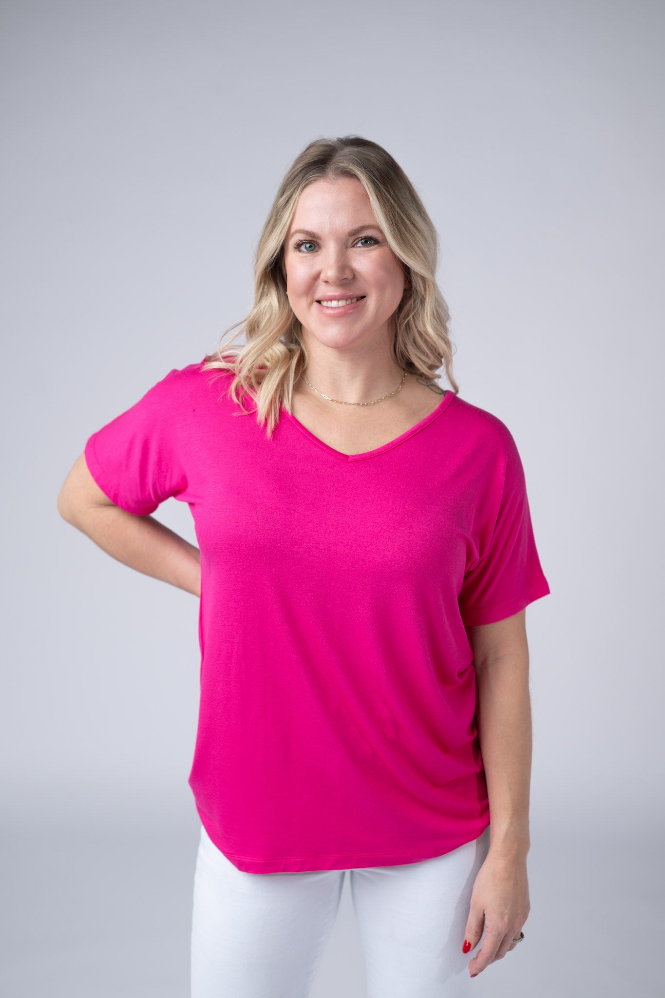 CHLOE COZY TEE - HOT PINK