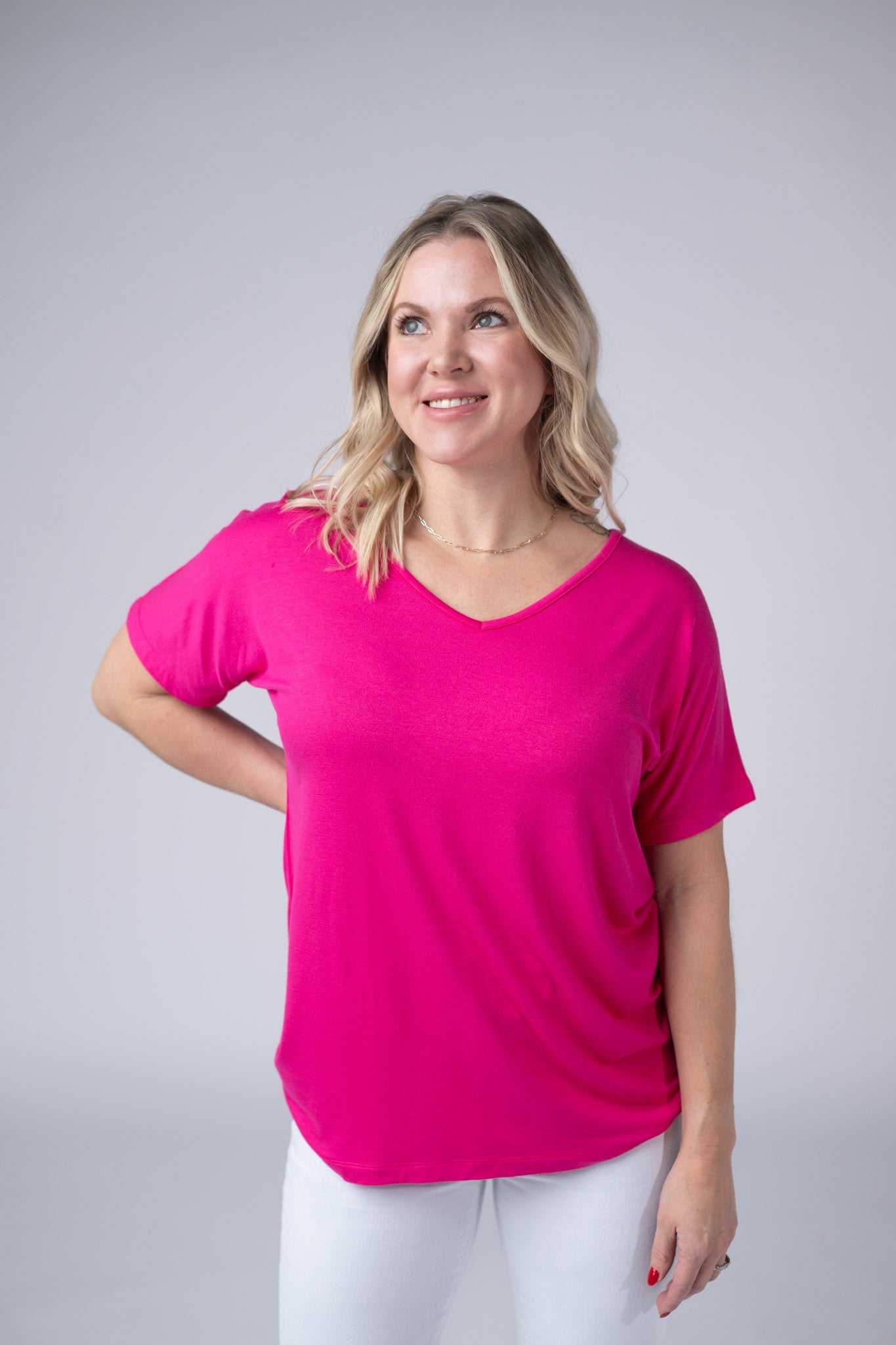CHLOE COZY TEE - HOT PINK