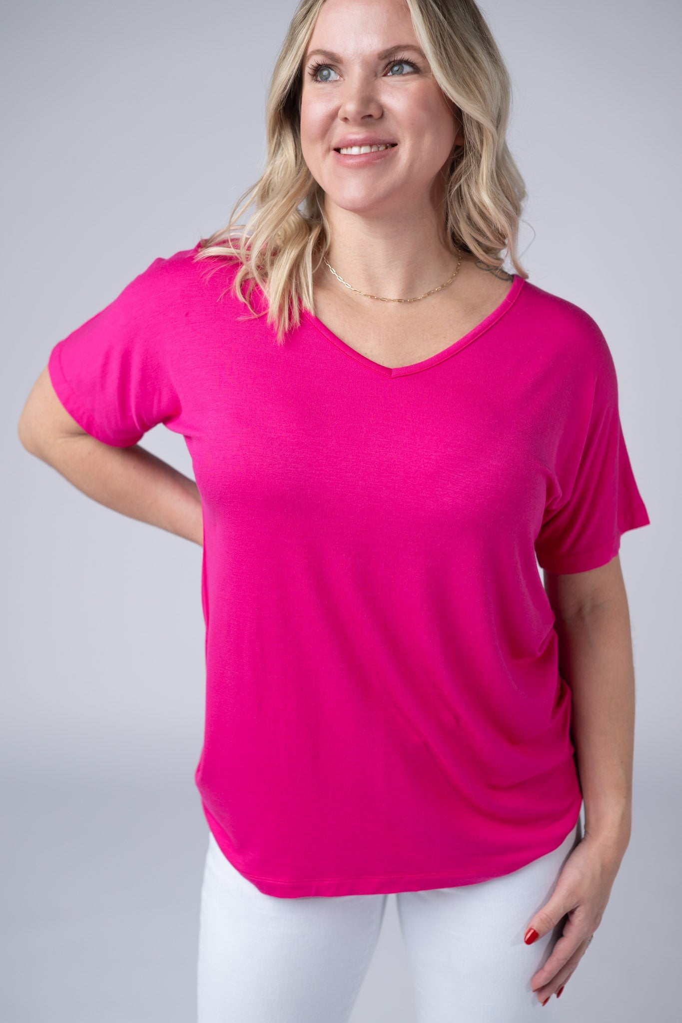 CHLOE COZY TEE - HOT PINK
