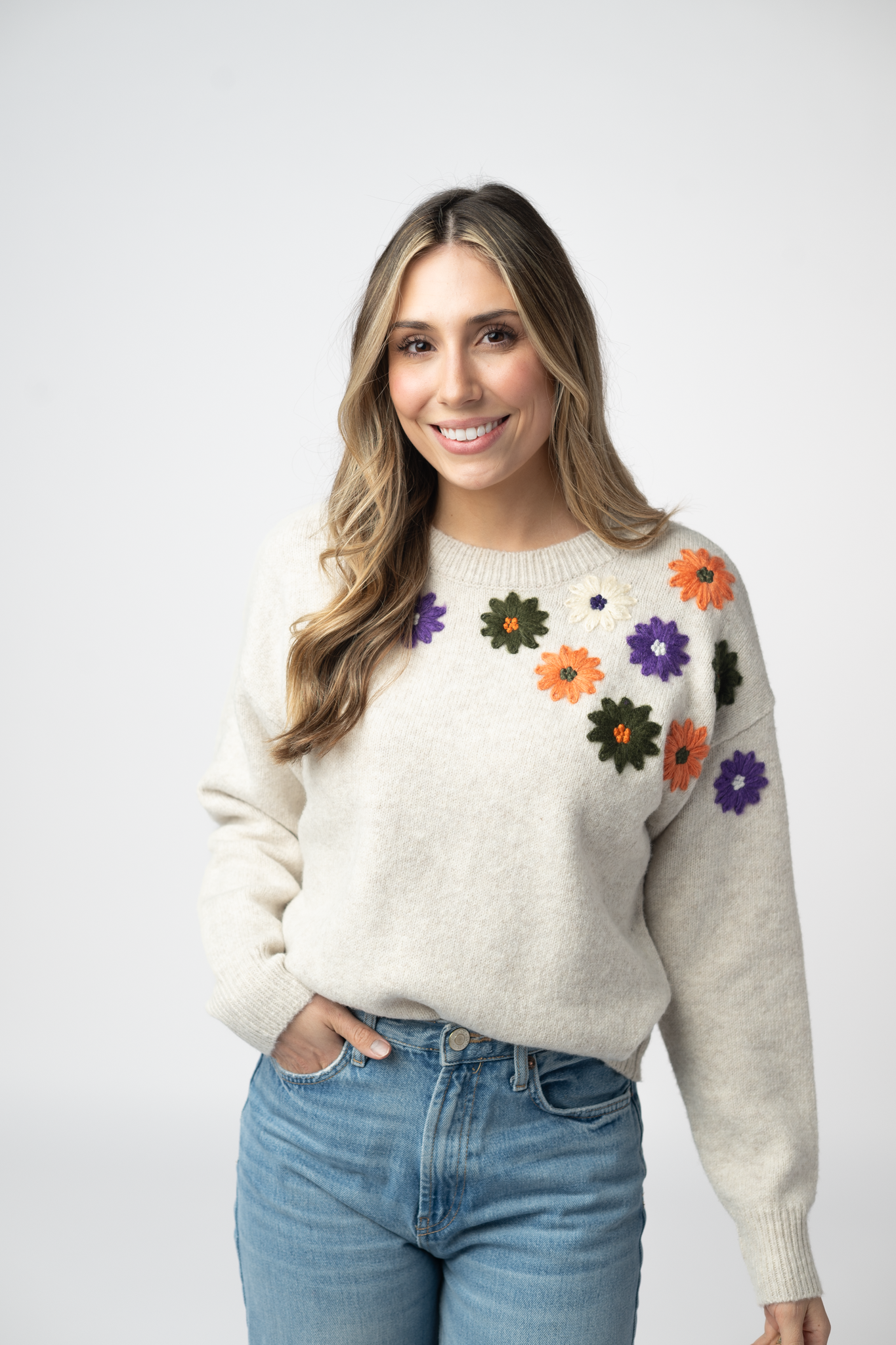 PREBOOK Fall Floral Sweater - Beige