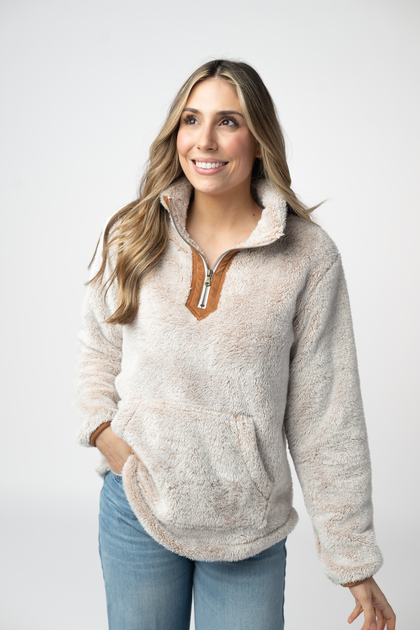 PREBOOK Ryan 1/4 Zip Sherpa - Camel