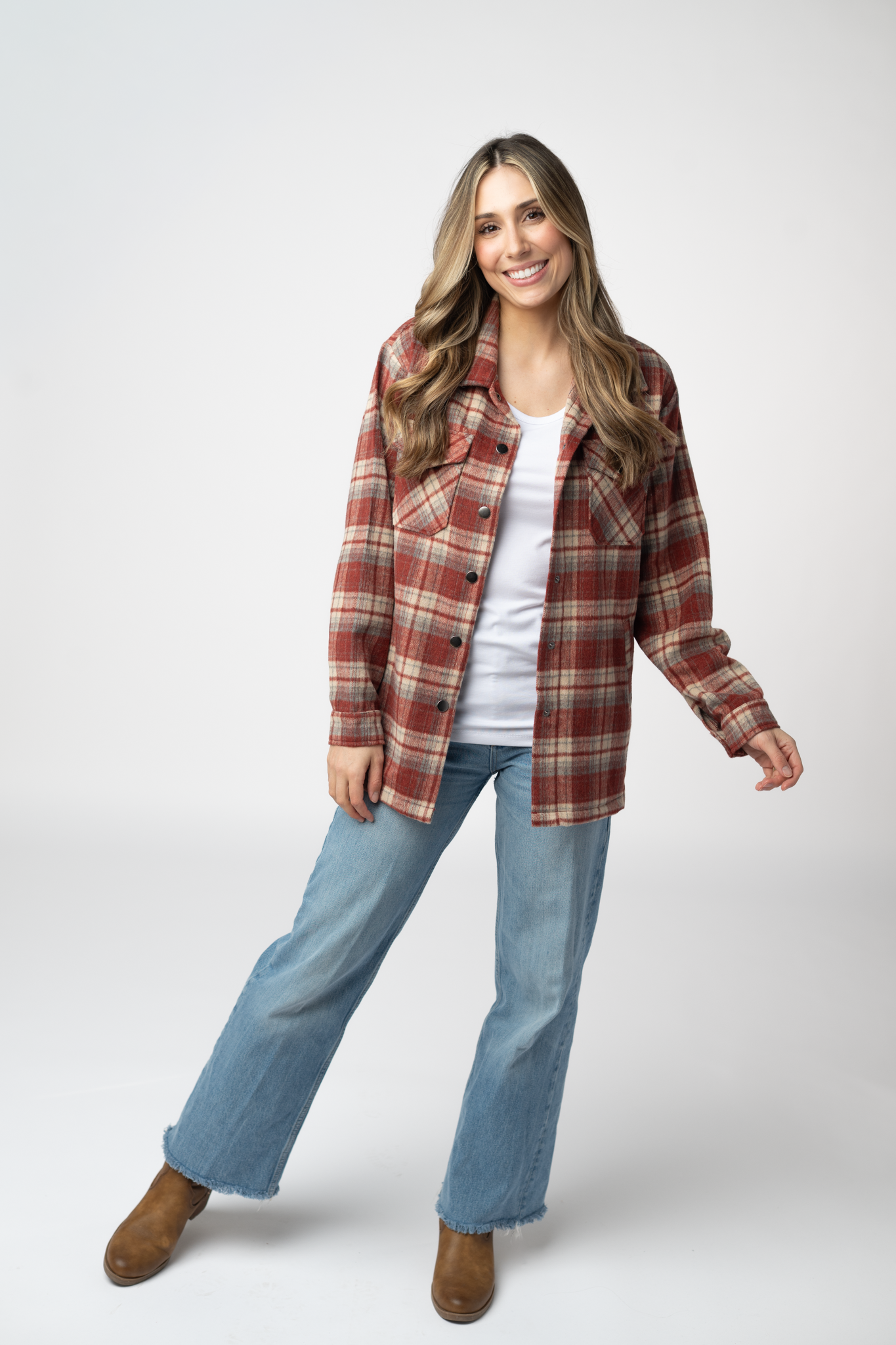 PREBOOK Norah Shacket - Brick Plaid