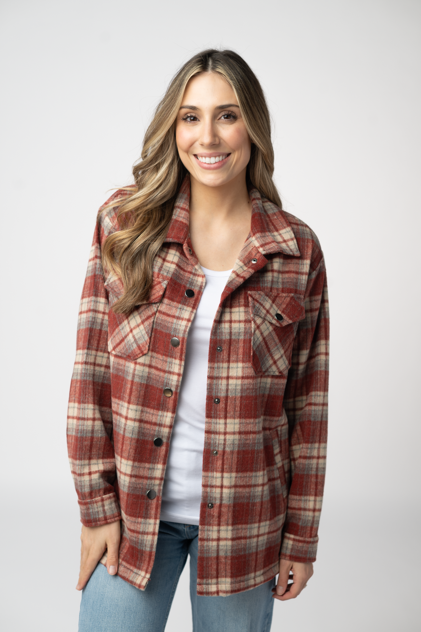PREBOOK Norah Shacket - Brick Plaid