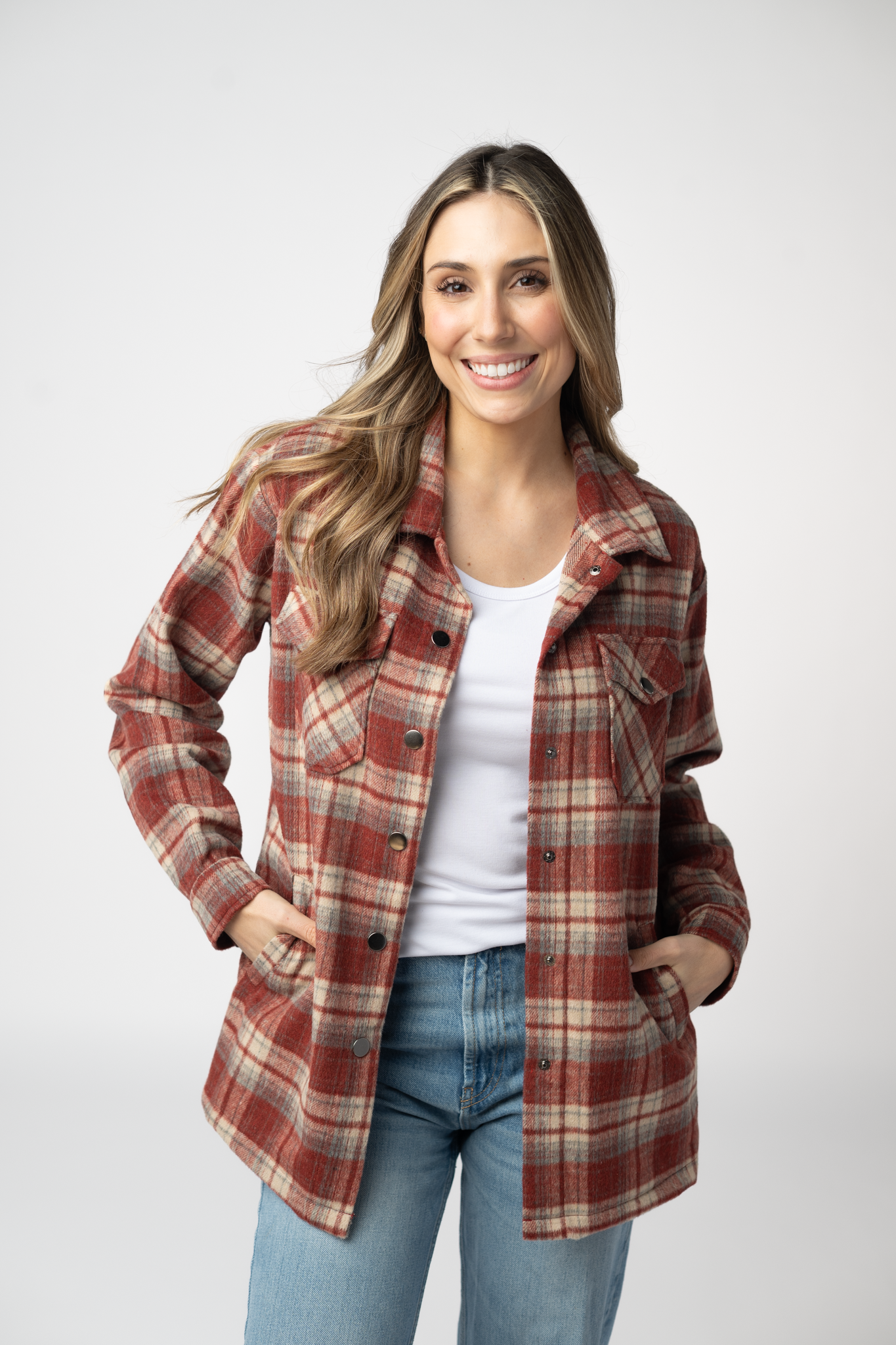 PREBOOK Norah Shacket - Brick Plaid