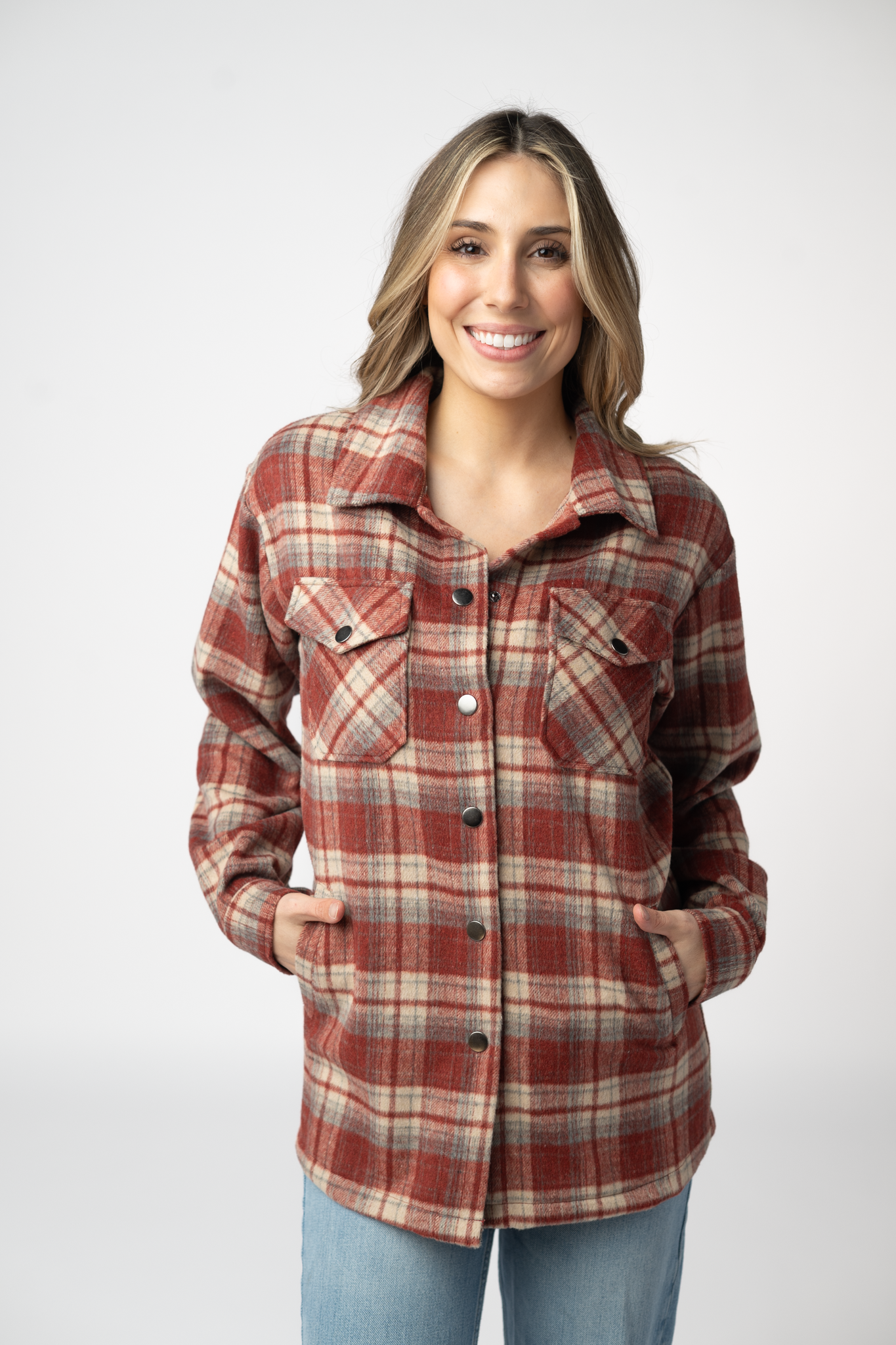 PREBOOK Norah Shacket - Brick Plaid