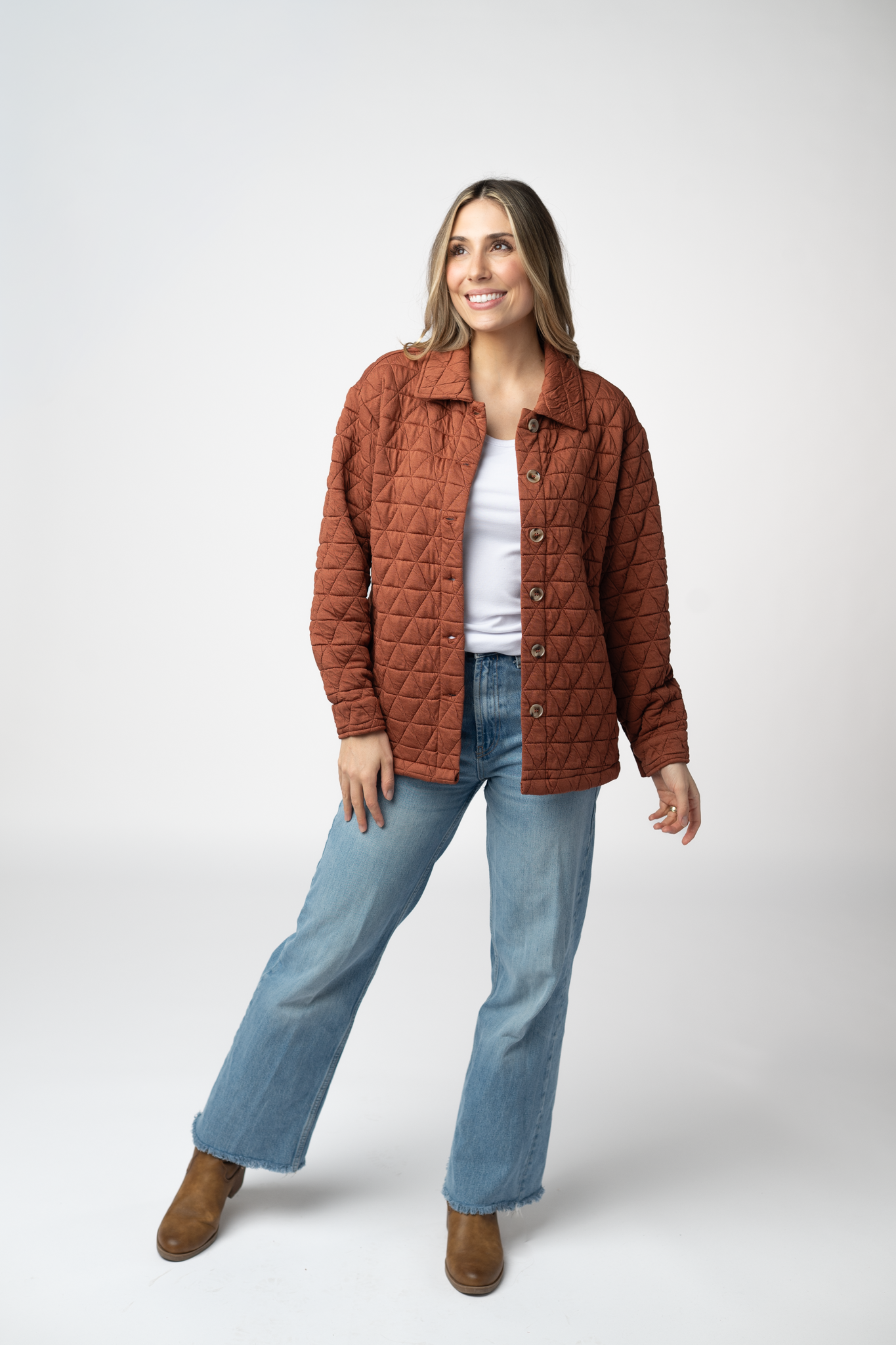 PREBOOK Geometric Button Down Jacket - Rust