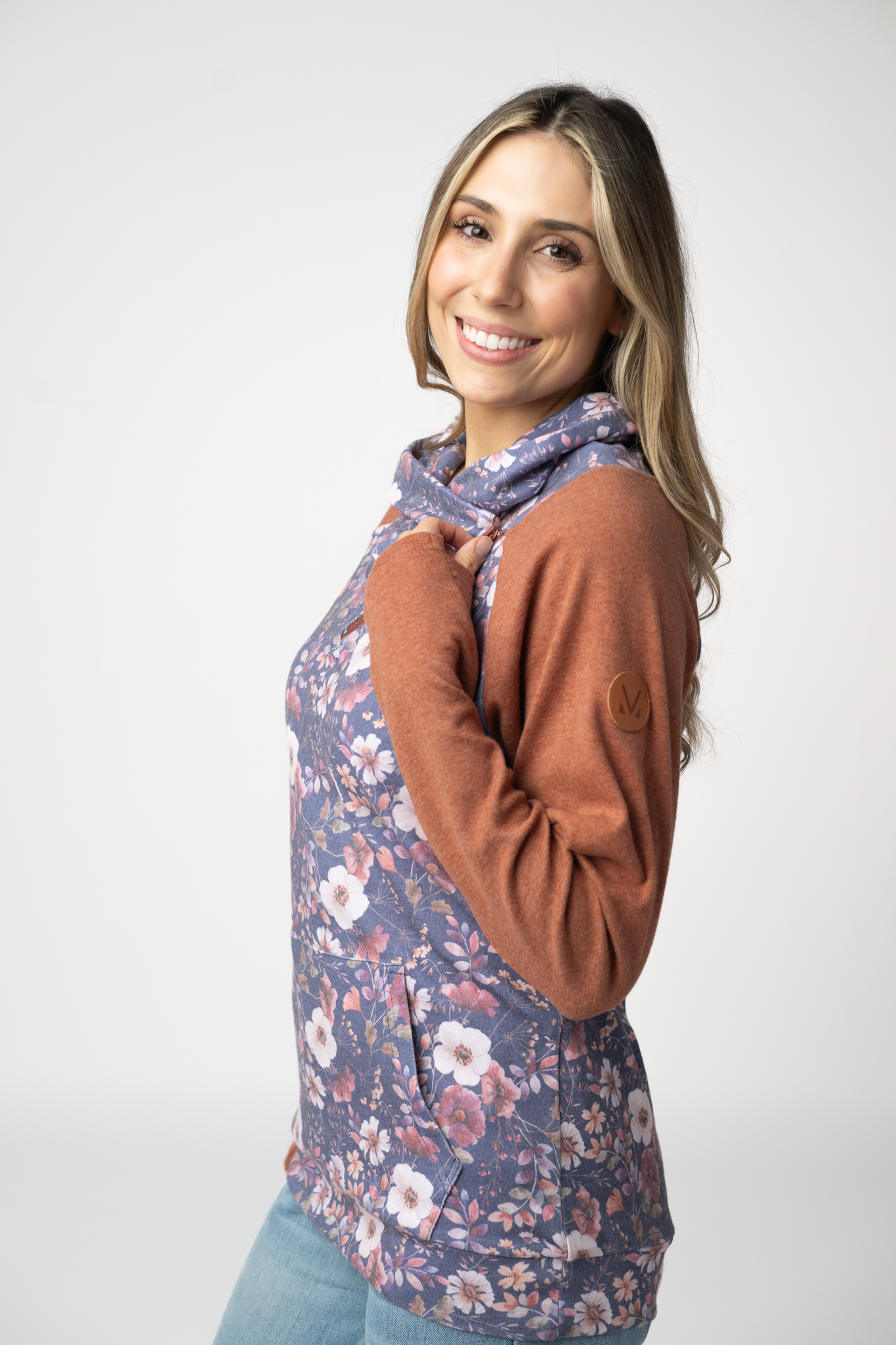 PREBOOK Classic Zoey ZipCowl Sweatshirt - Blushwood Floral and Terra Cotta