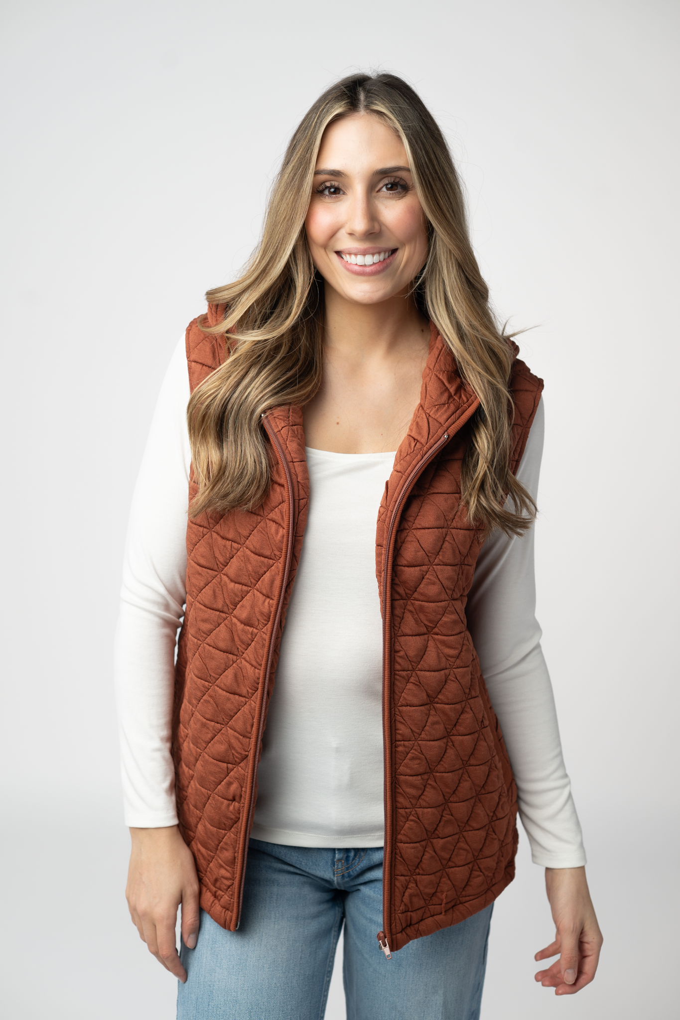 PREBOOK Heather Geometric Hooded Vest - Rust