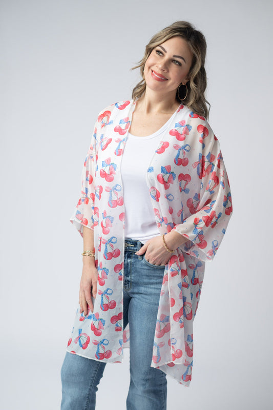 Patriotic Cherries Kimono