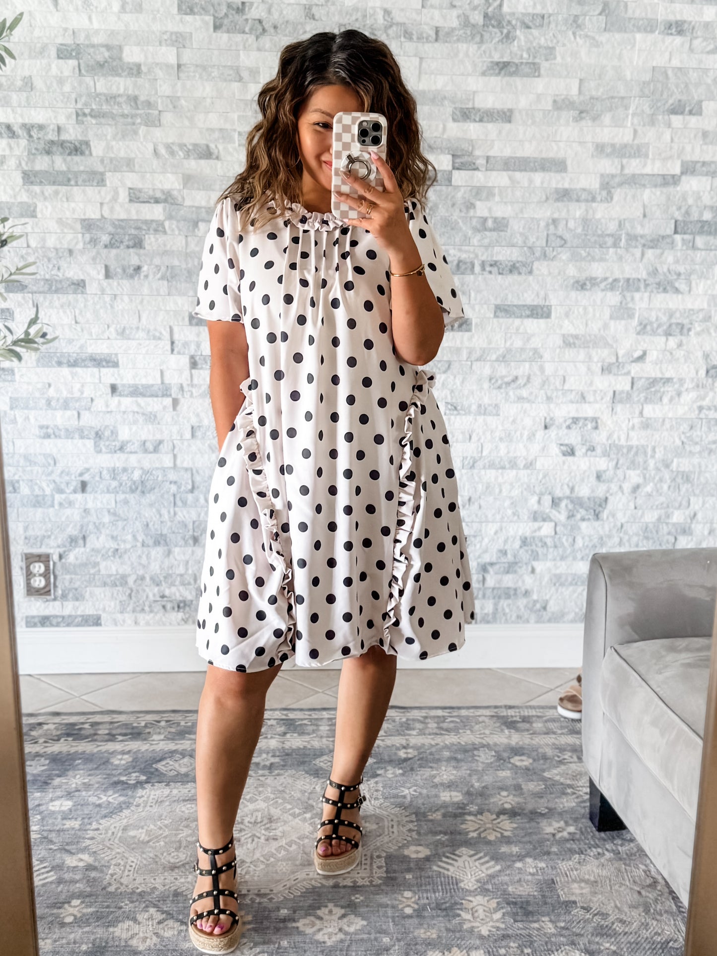 SOMETHING SWEET POLKA DOT RUFFLE DRESS