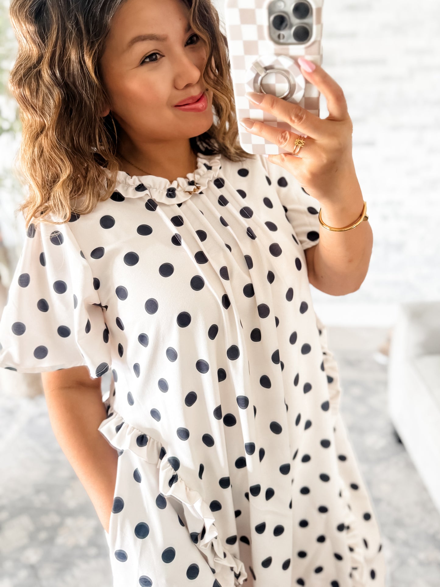 SOMETHING SWEET POLKA DOT RUFFLE DRESS