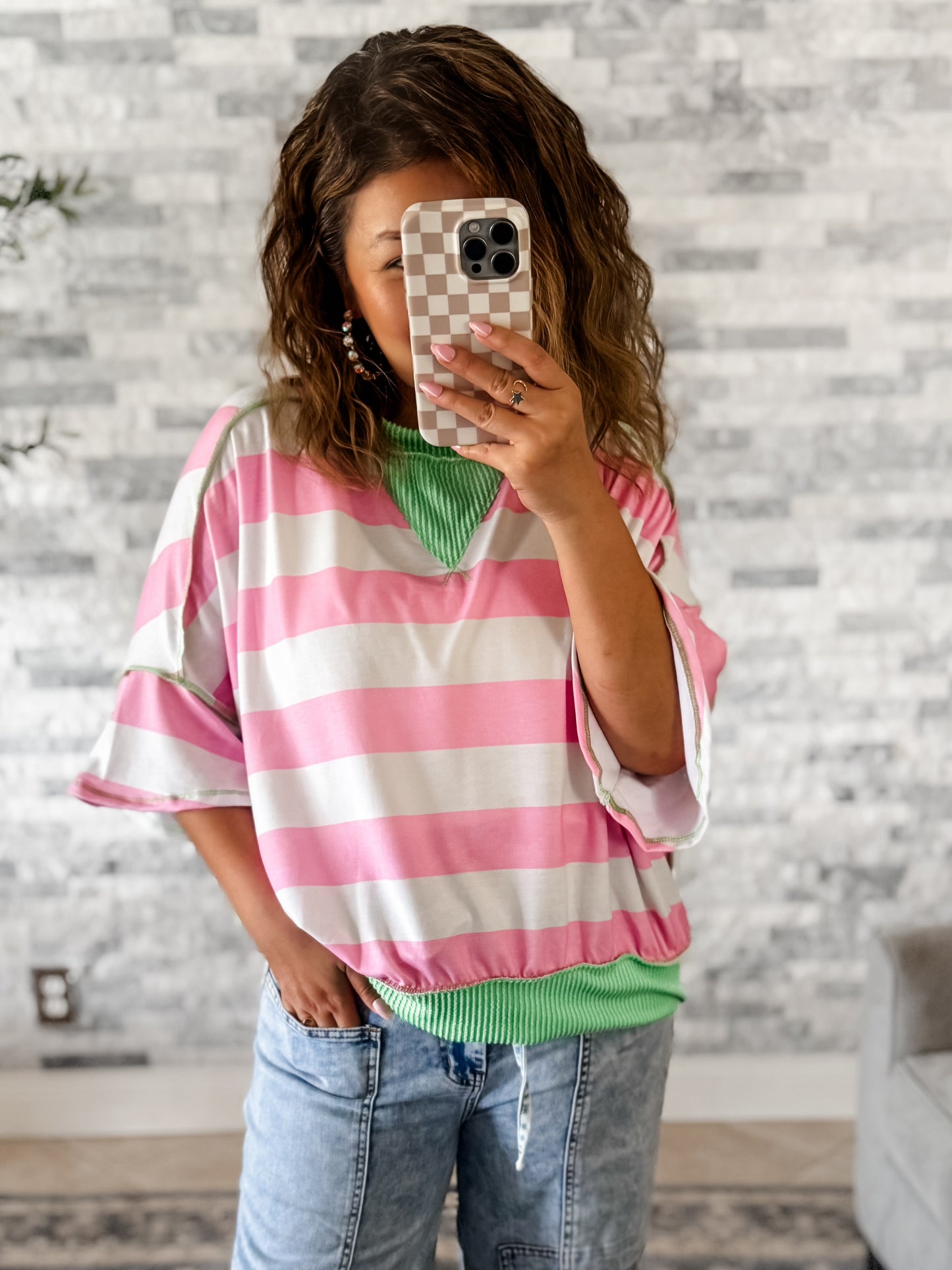 PINK SUGAR RUSH STRIPED COLOR BLOCK TOP