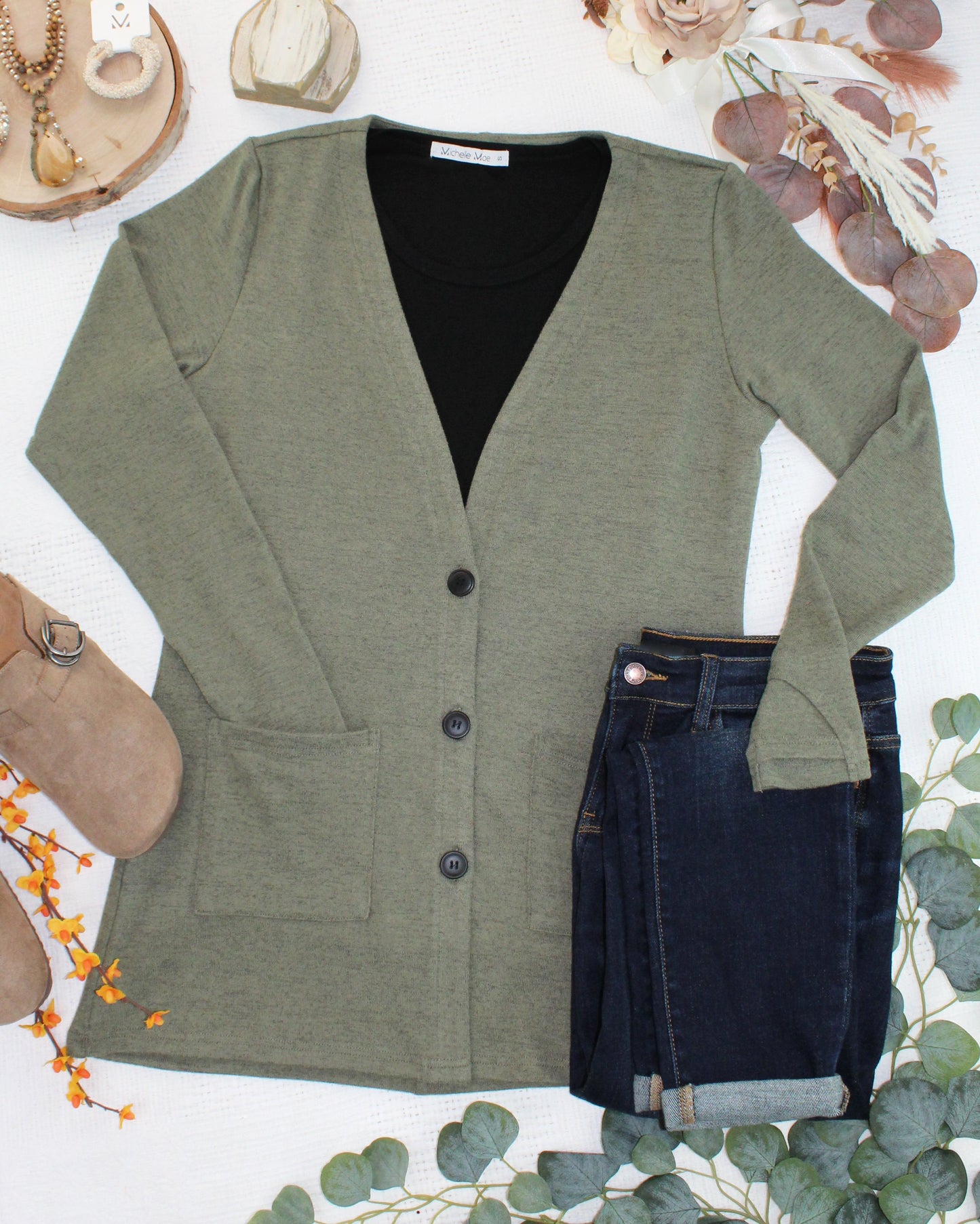 PREBOOK Cori Cardigan - Heathered Olive